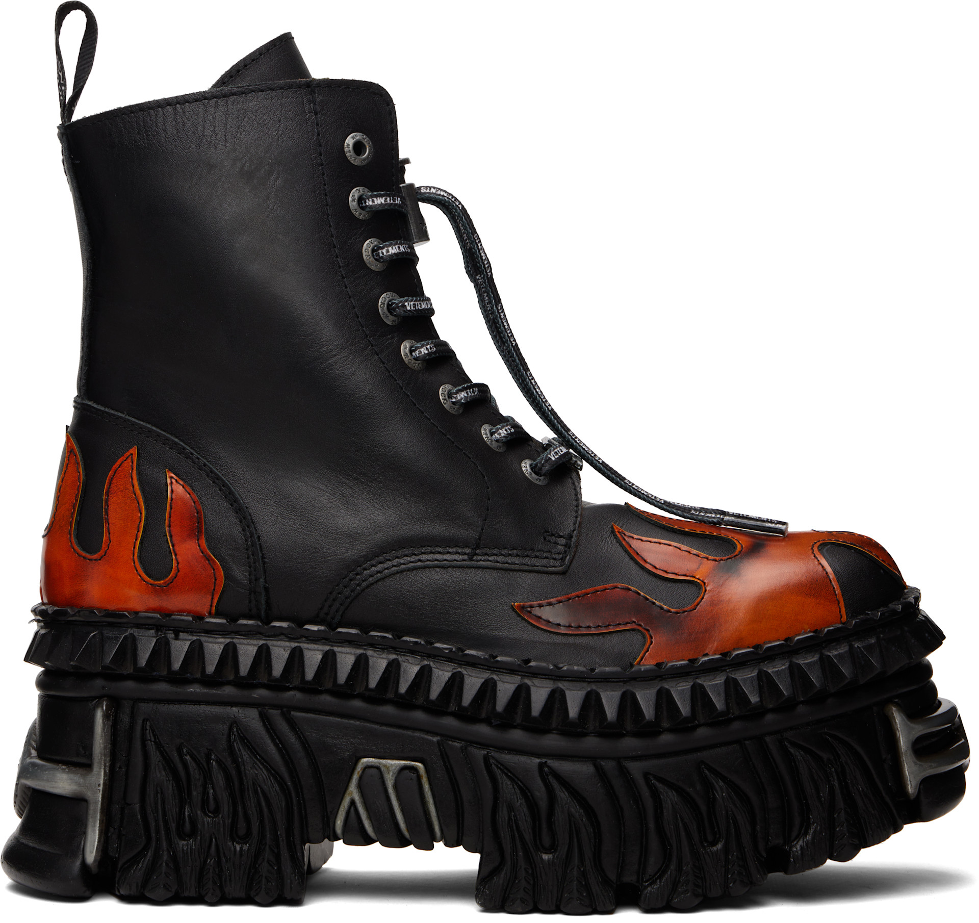 VETEMENTS - 블랙 New Rock 플레임 컴뱃 부츠