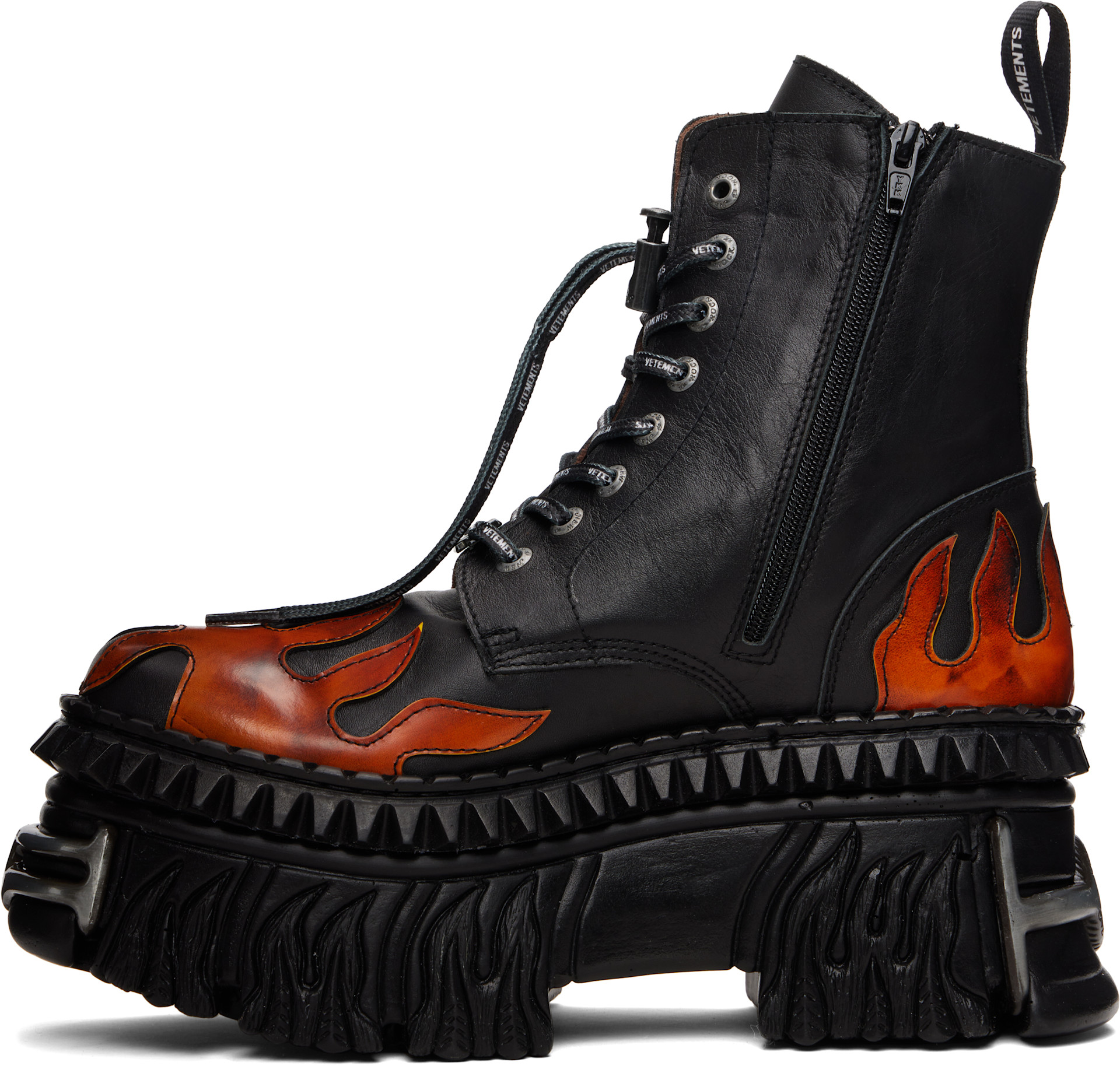 VETEMENTS - 블랙 New Rock 플레임 컴뱃 부츠