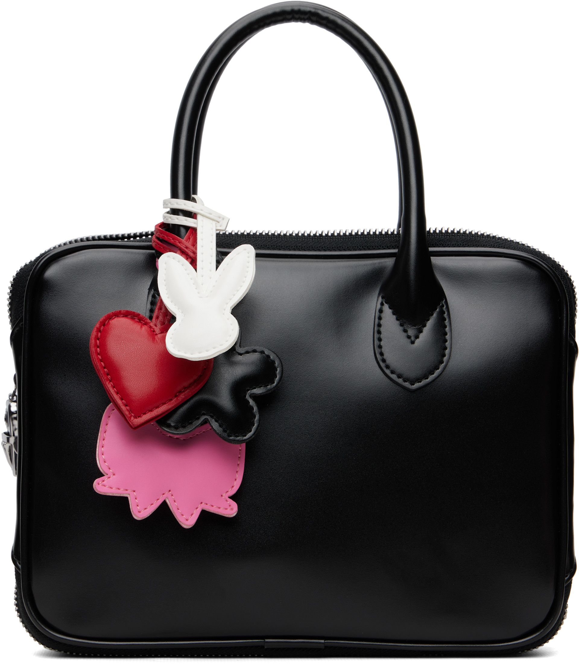 Comme des Garçons Girl: Black Faux Leather Keychain Bag | SSENSE
