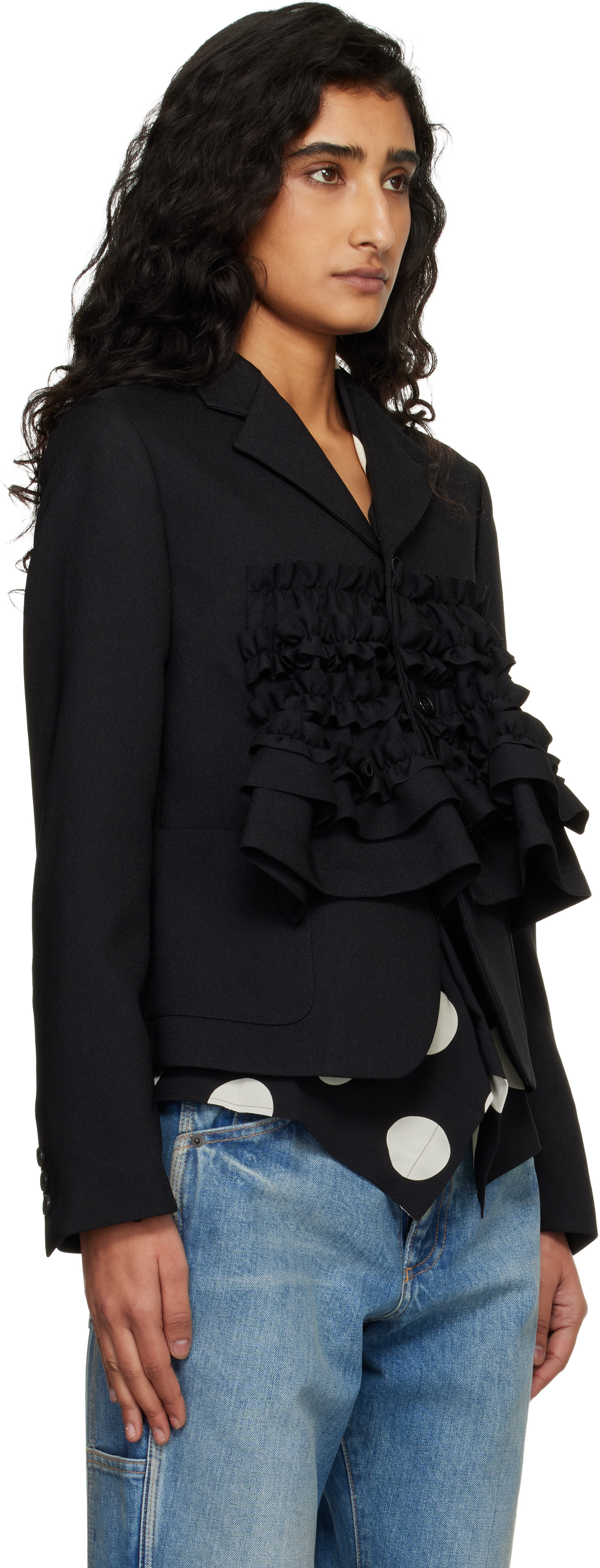 Comme des Garçons Girl: Black Gabardine Blazer | SSENSE