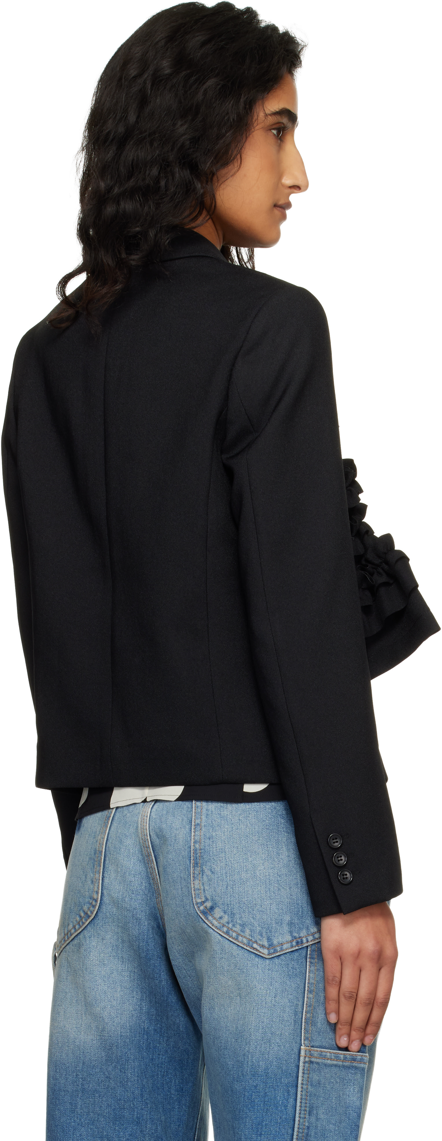 Comme des Garçons Girl: Black Gabardine Blazer | SSENSE