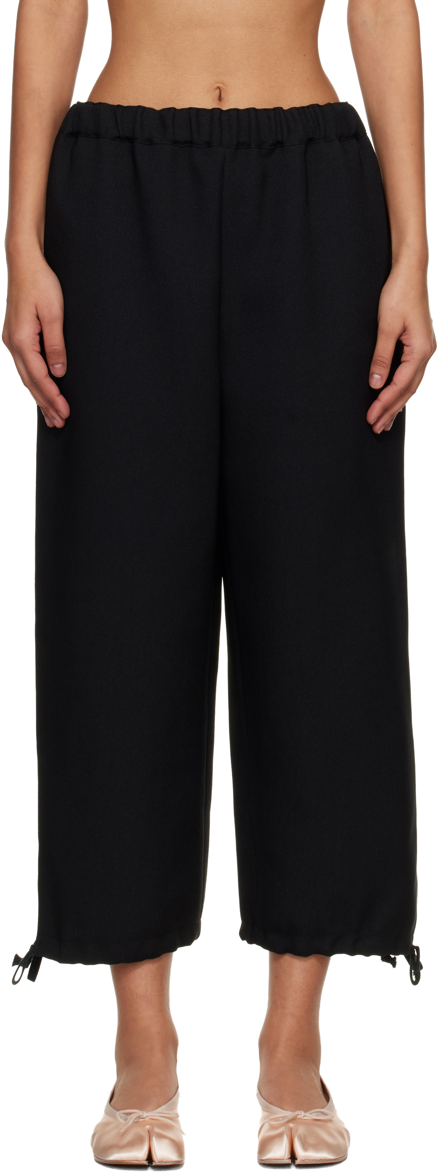 Comme des Garçons Girl: Black Gabardine Trousers | SSENSE