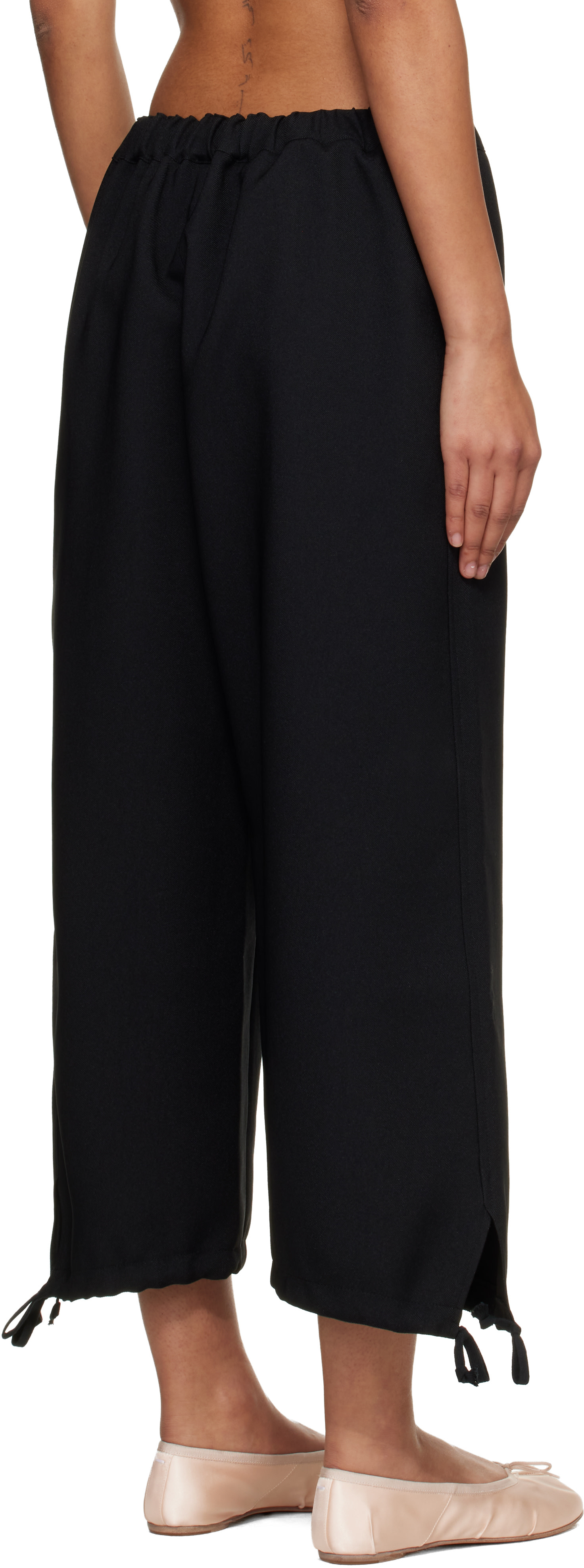 Comme des Garçons Girl: Black Gabardine Trousers | SSENSE