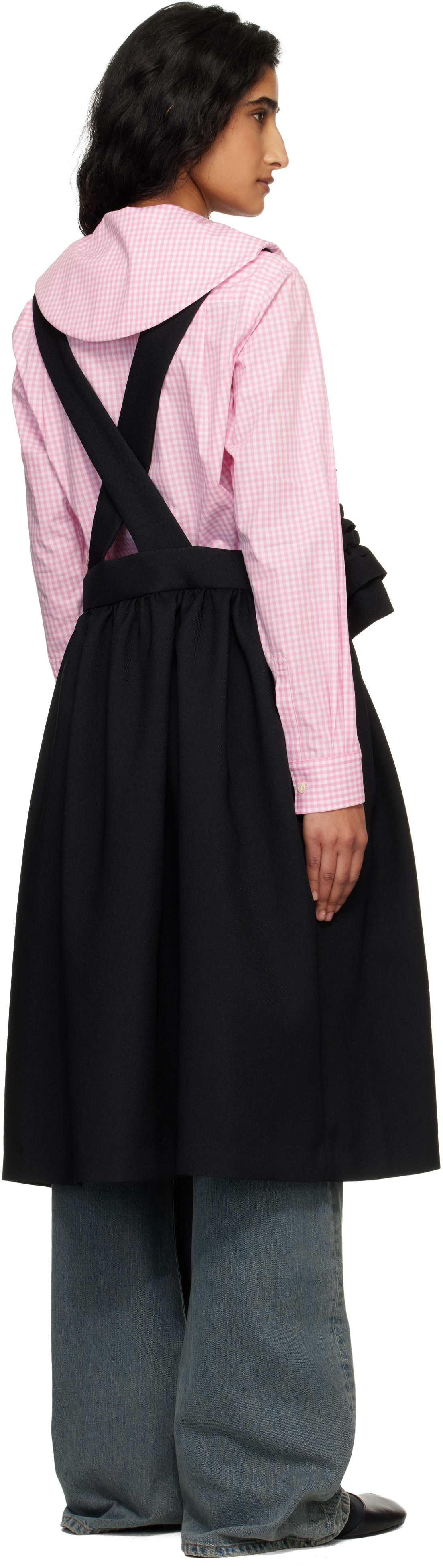Comme des Garçons Girl: Black Gabardine Midi Skirt. | SSENSE
