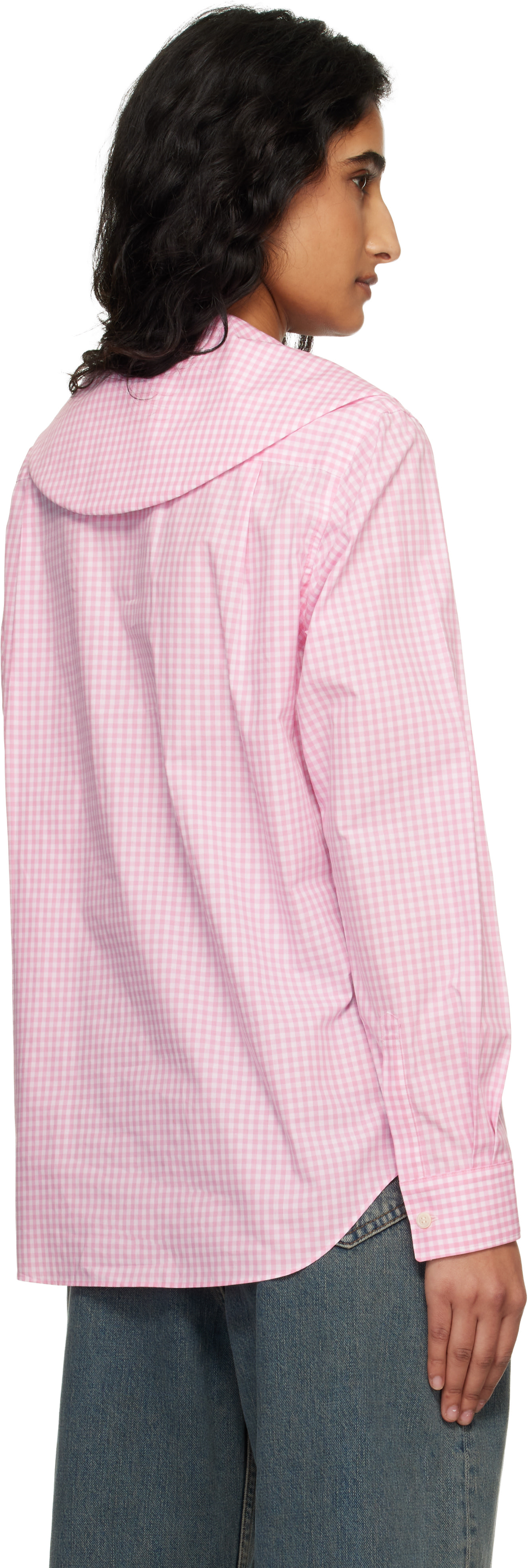 Comme des Garçons Girl: Pink & White Cotton Poplin Gingham Check