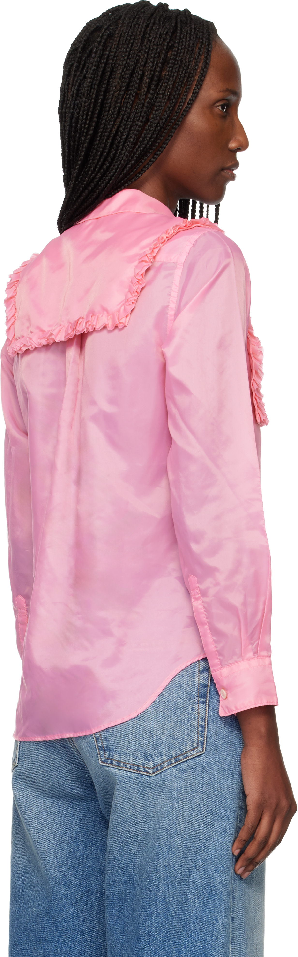 Comme des Garçons Girl: Pink Taffeta Garment Treated Shirt | SSENSE