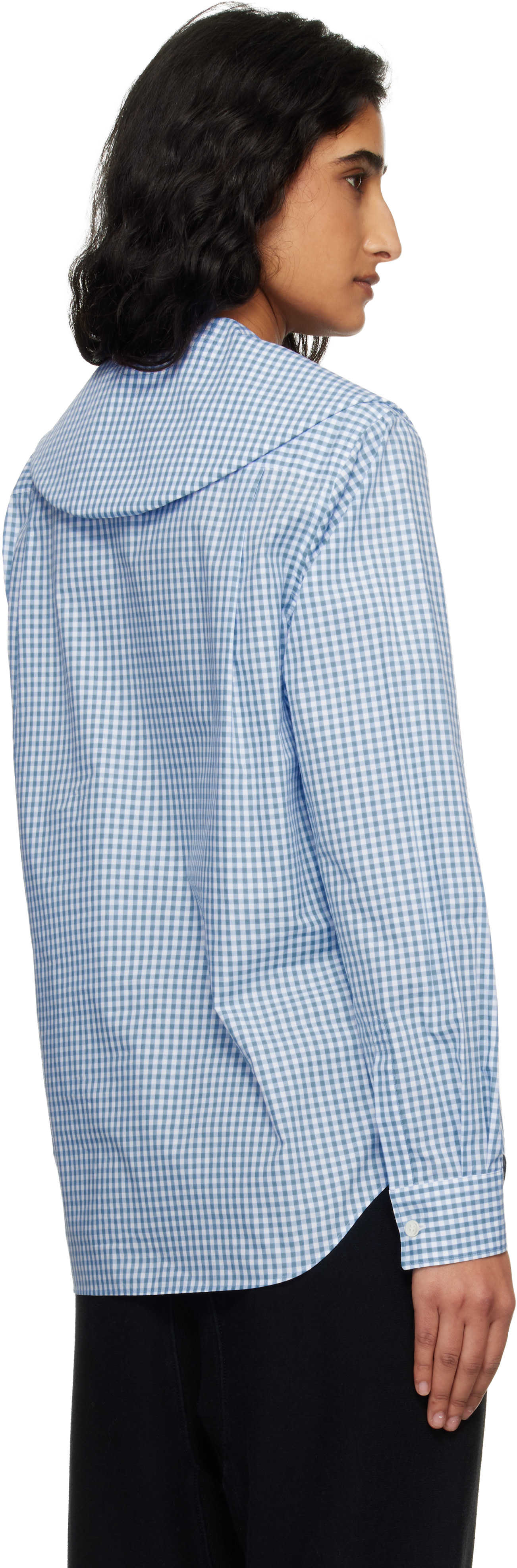 Comme des Garçons Girl: Blue & White Cotton Poplin Gingham Check