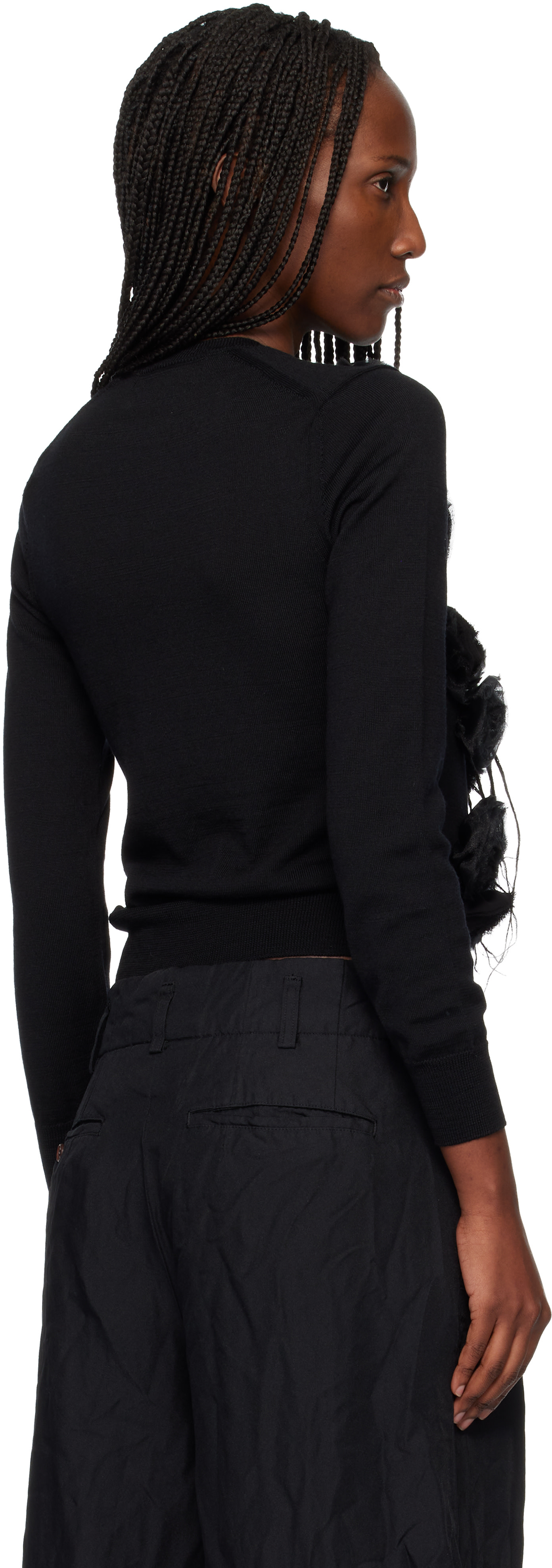 ★tricot COMME des GARCONS★ コットン★ジレ★花柄★ Comme des Garçons Comme des Garçons: Black Lambswool Jersey X