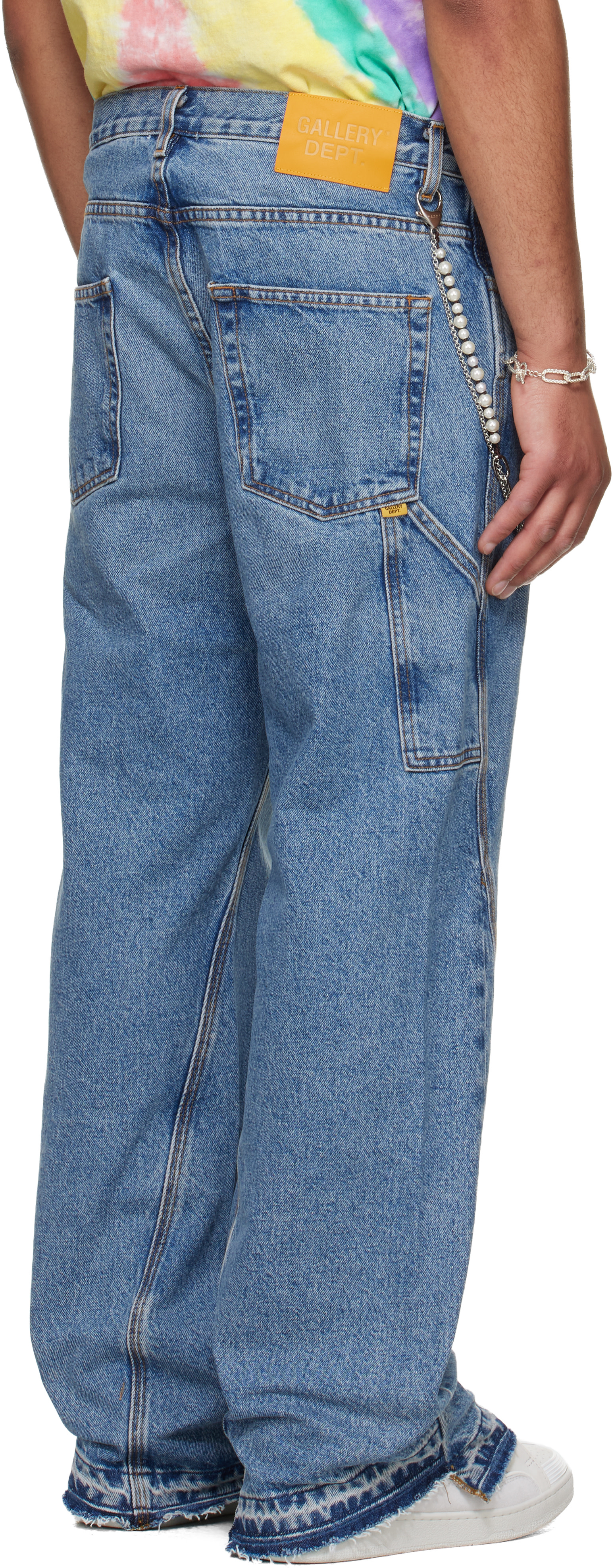 Gallery Dept.: Blue Twisted Wide Leg Jeans | SSENSE