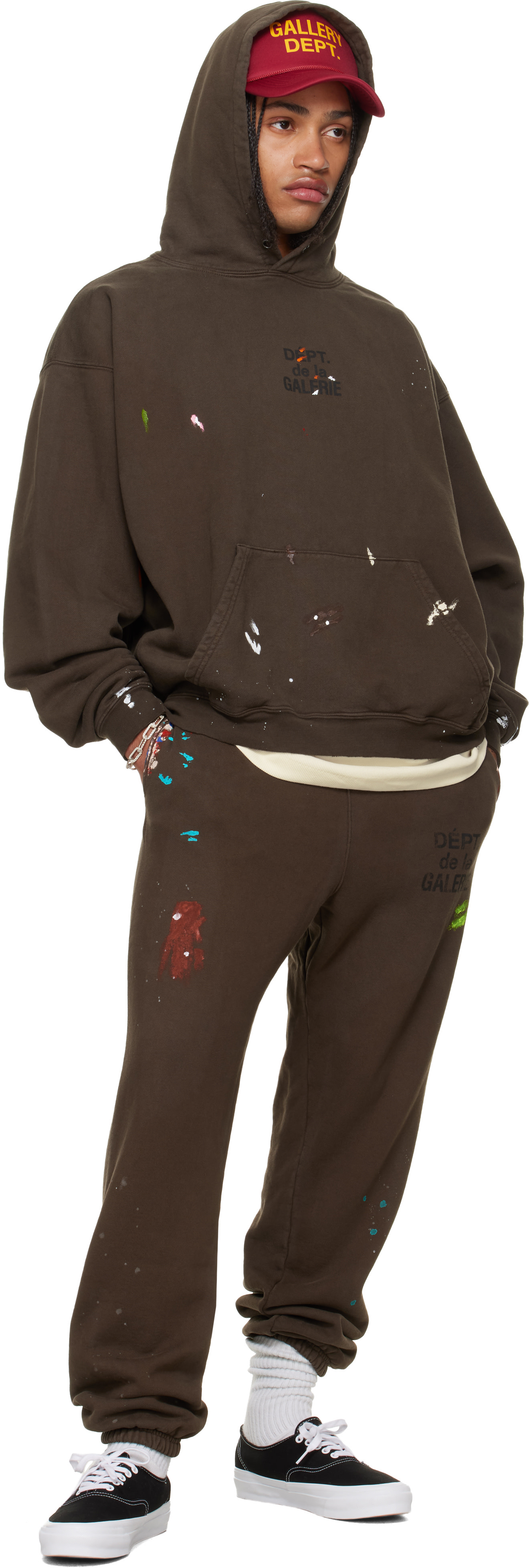 Gallery Dept.: Brown French Logo Painted Hoodie | SSENSE