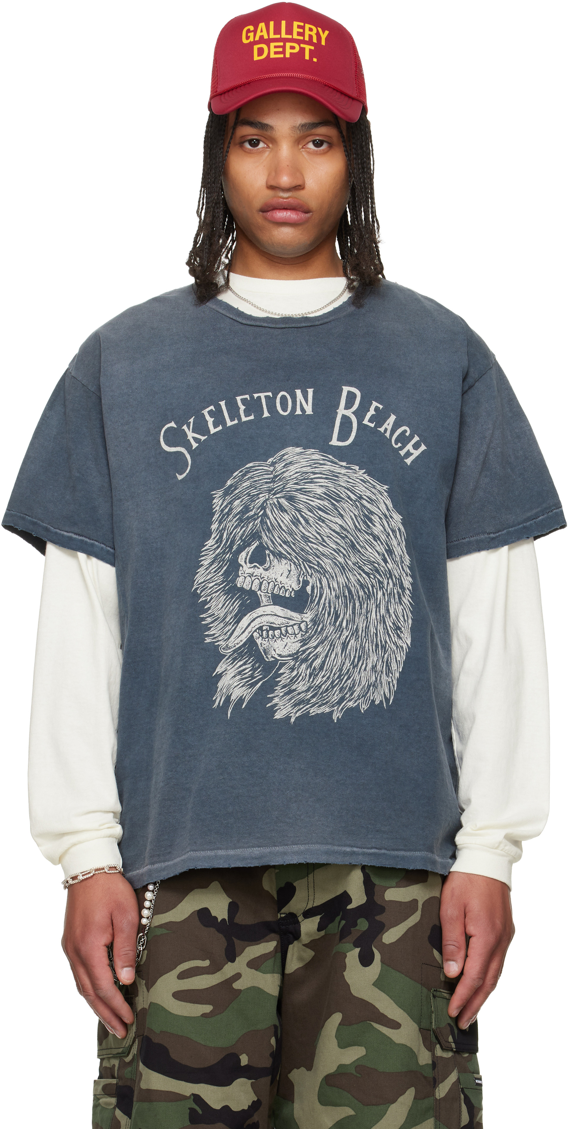 Gallery Dept.: Gray Skeleton Beach Grit T-shirt | SSENSE