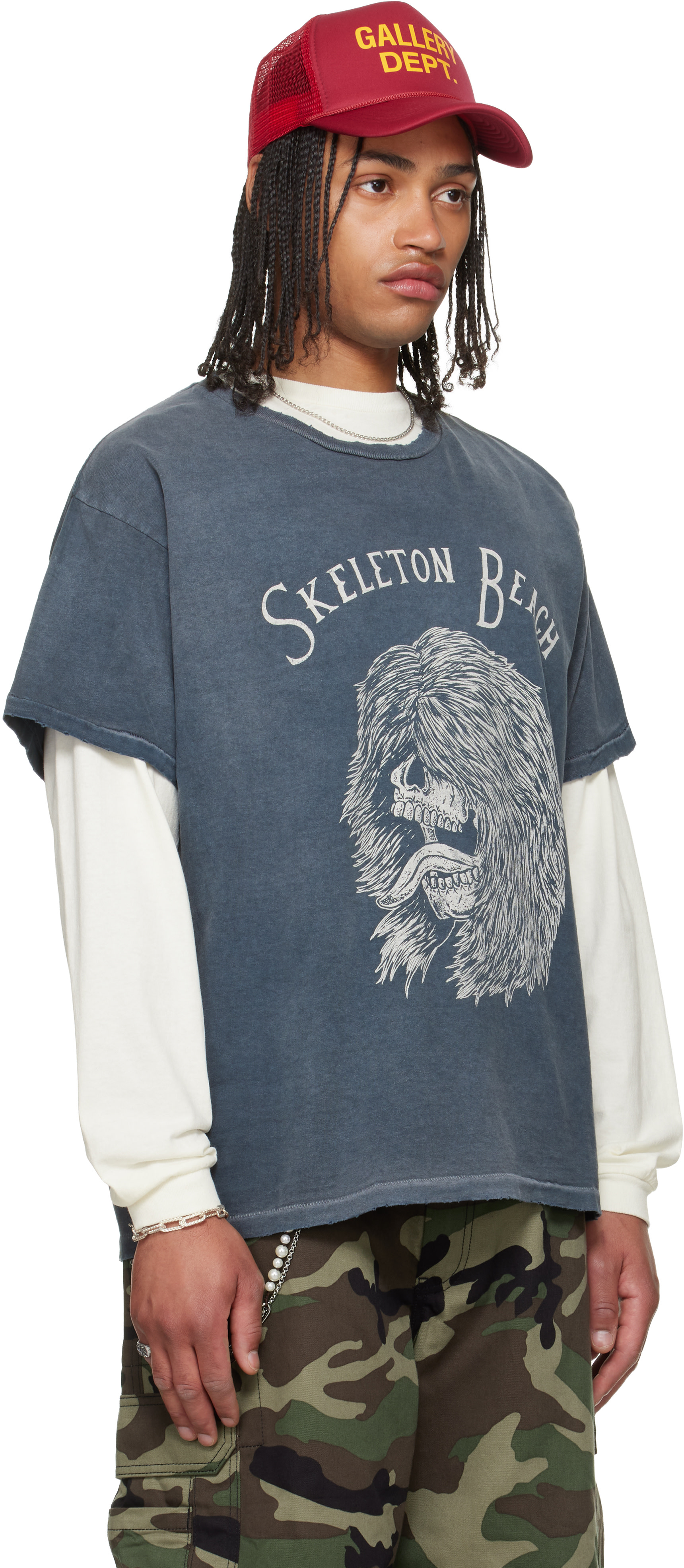 Gallery Dept.: Gray Skeleton Beach Grit T-shirt | SSENSE