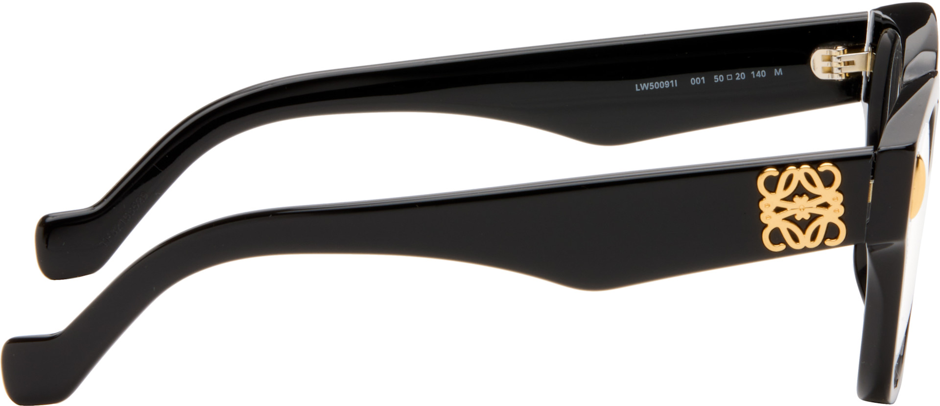 LOEWE - Black Anagram Logo Rectangle Glasses