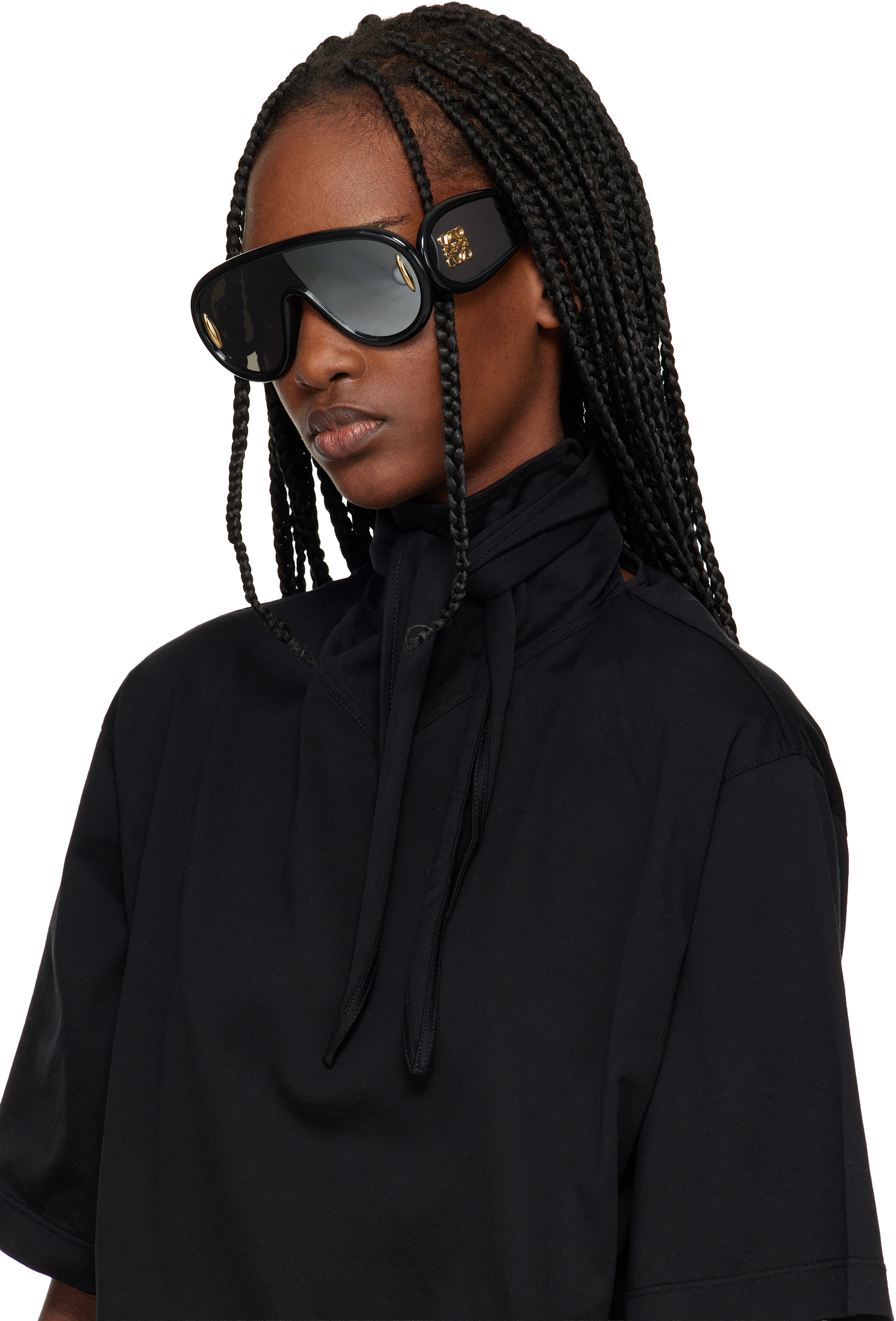 LOEWE: Black Wave Mask Sunglasses | SSENSE