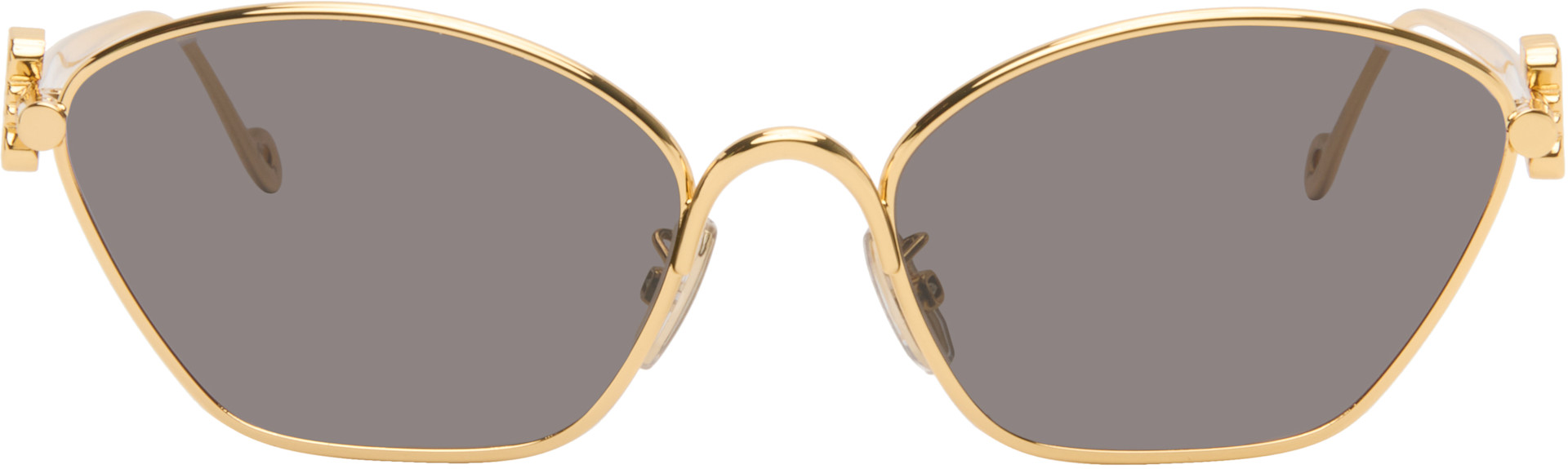 LOEWE: Gold Anagram Hexagonal Sunglasses | SSENSE