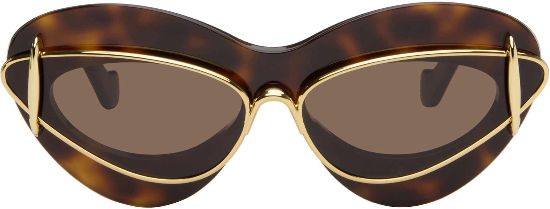 LOEWE - Brown & Gold Double Frame Sunglasses