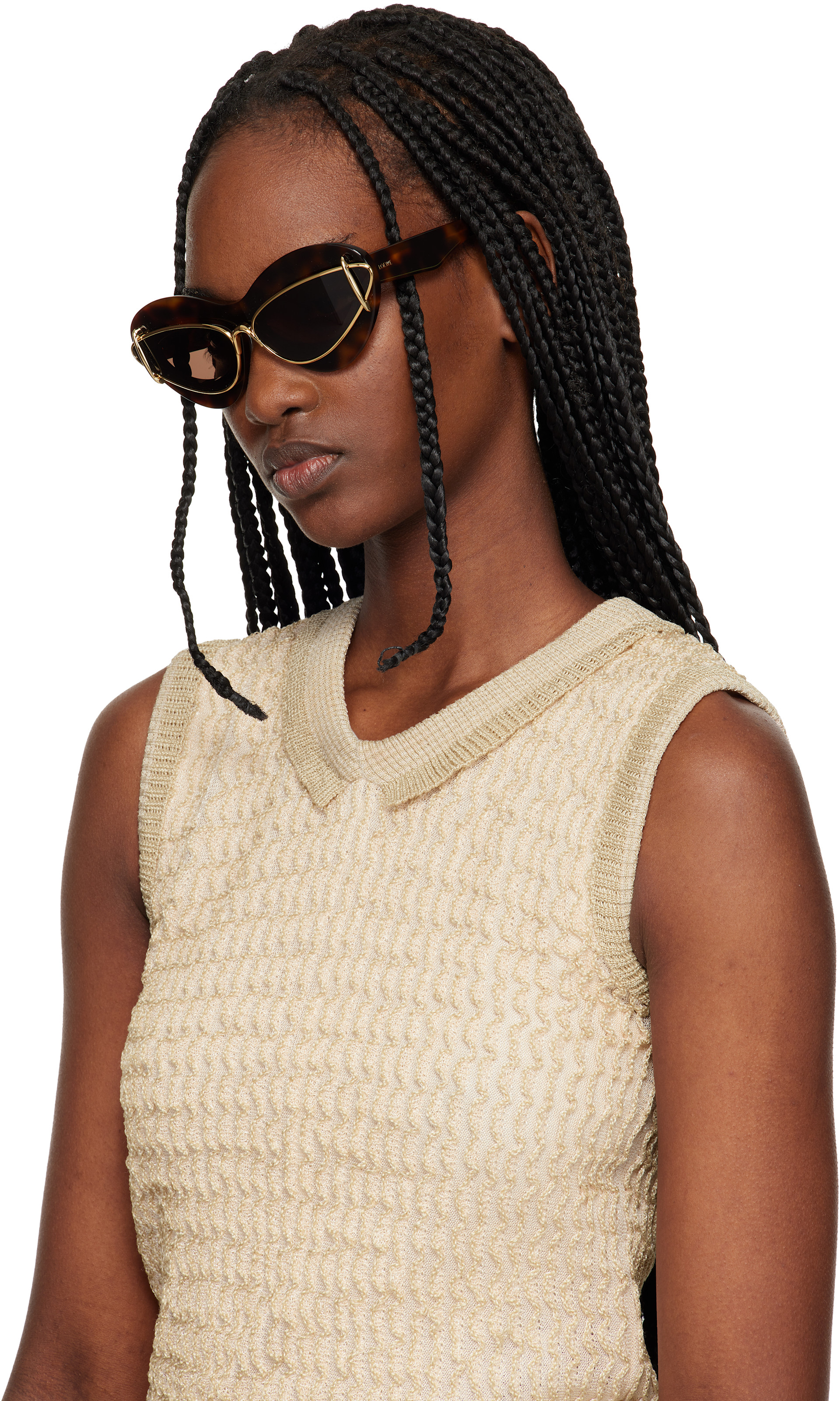 LOEWE - Brown & Gold Double Frame Sunglasses