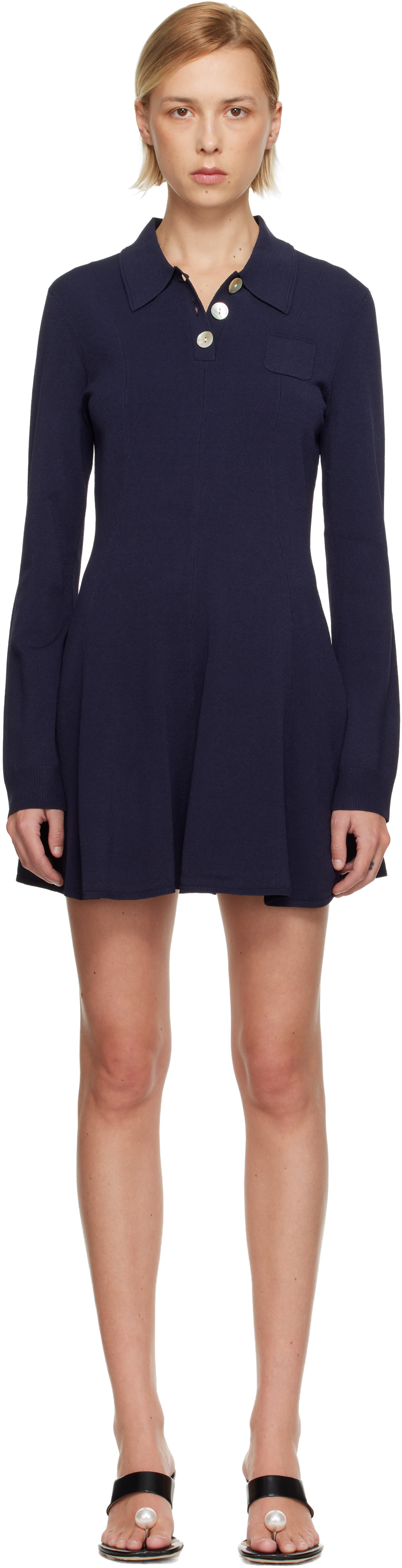 Sandy Liang - Robe courte Chupa bleu marine