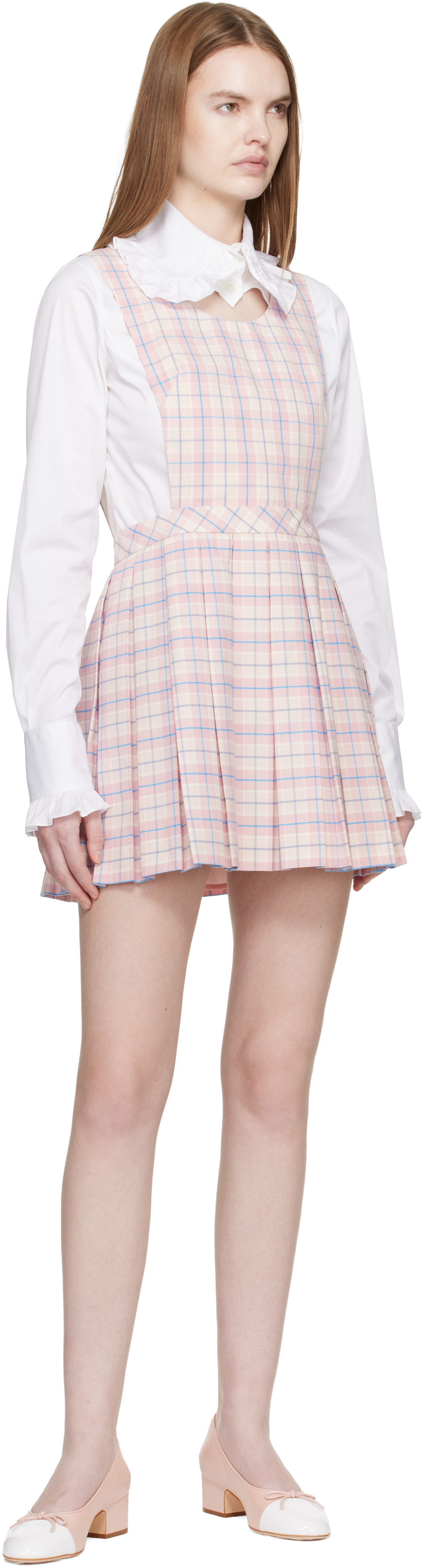 Sandy Liang - Robe-tablier courte Pilot rose