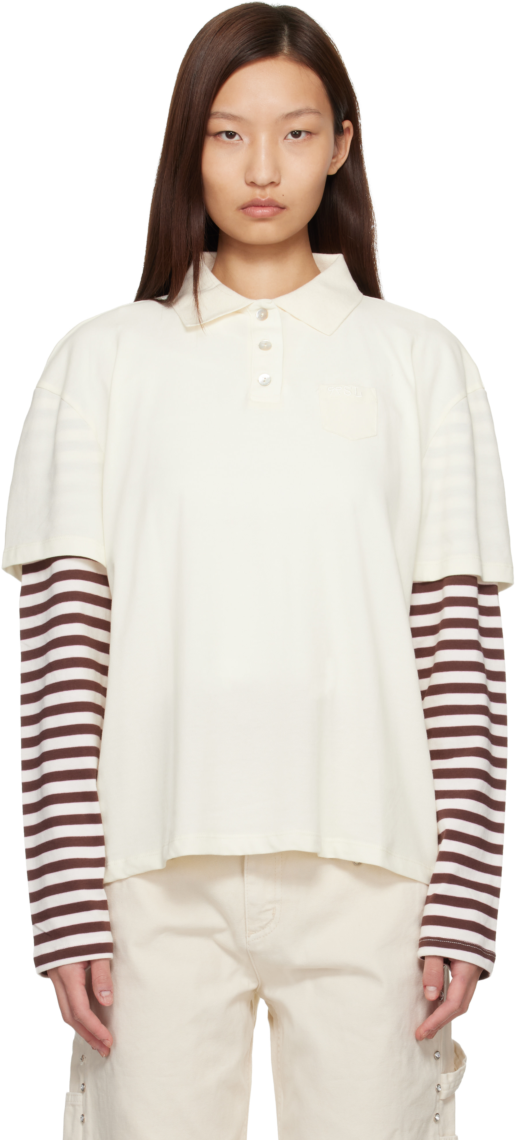Sandy Liang - Polo Dew blanc cassé