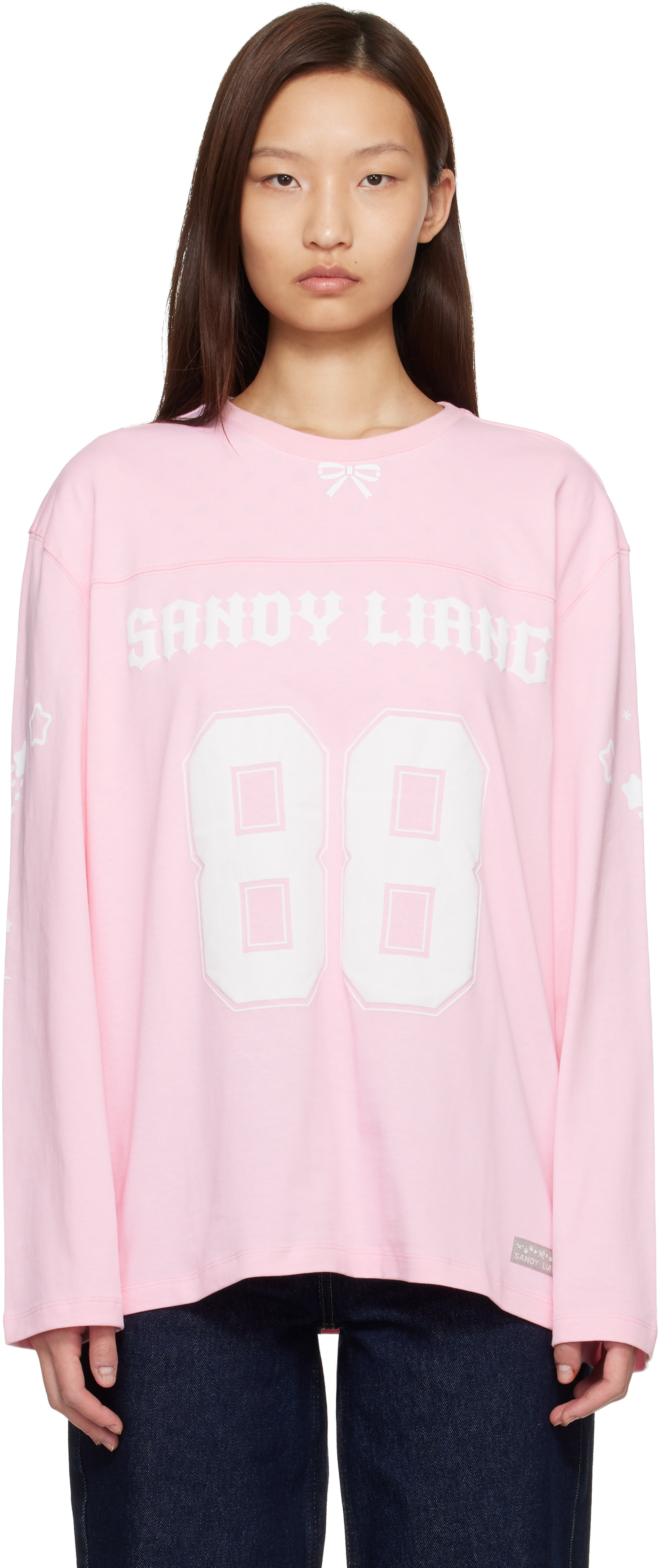 Sandy Liang: Pink Princeton Long Sleeve T-shirt | SSENSE Denmark