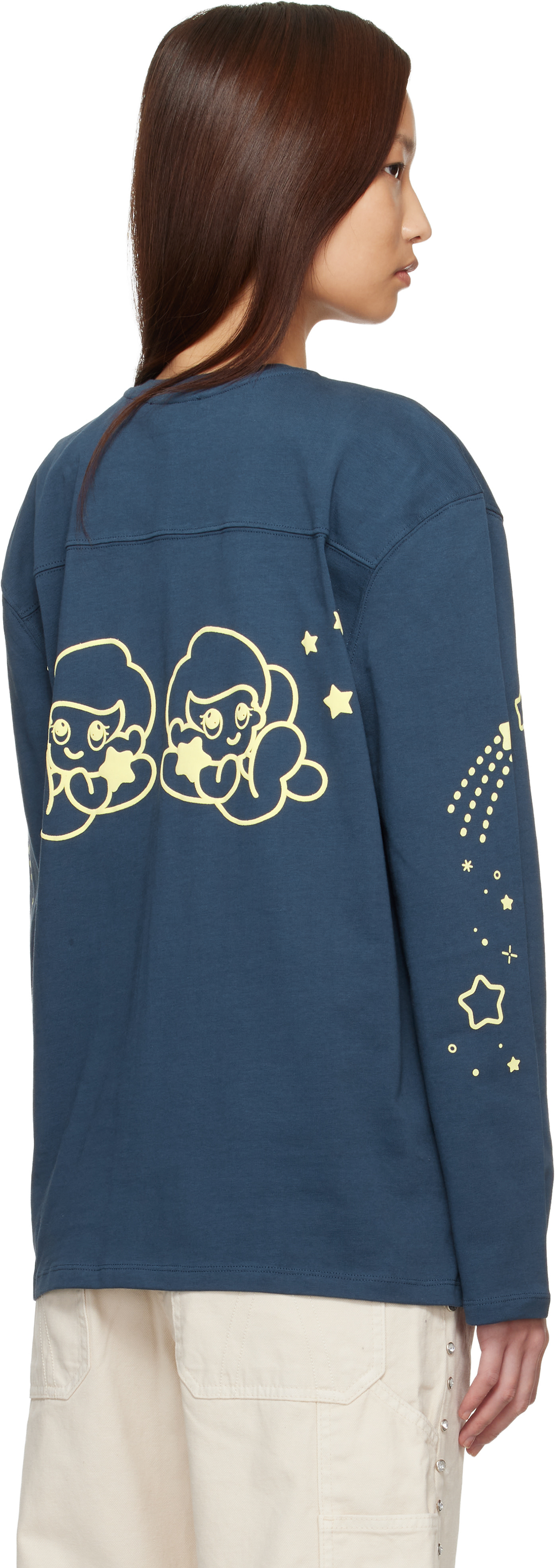 SANDY LIANG ブラック オープンネック 長袖トップス Sandy Liang: Navy Princeton Long Sleeve T-shirt | SSENSE