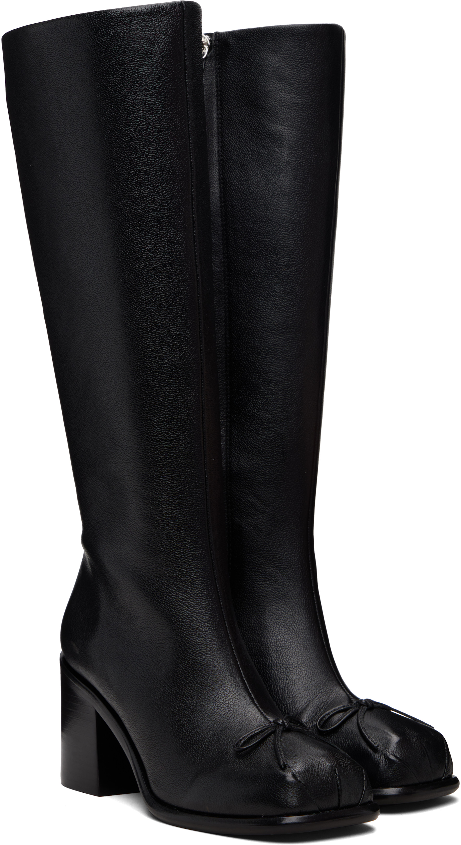 Sandy Liang - Black Knee High Pointe Boots