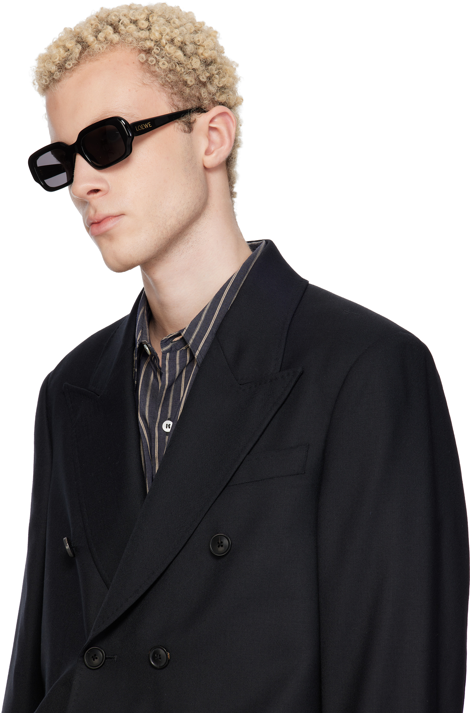 LOEWE - Black Rectangular Slim Sunglasses