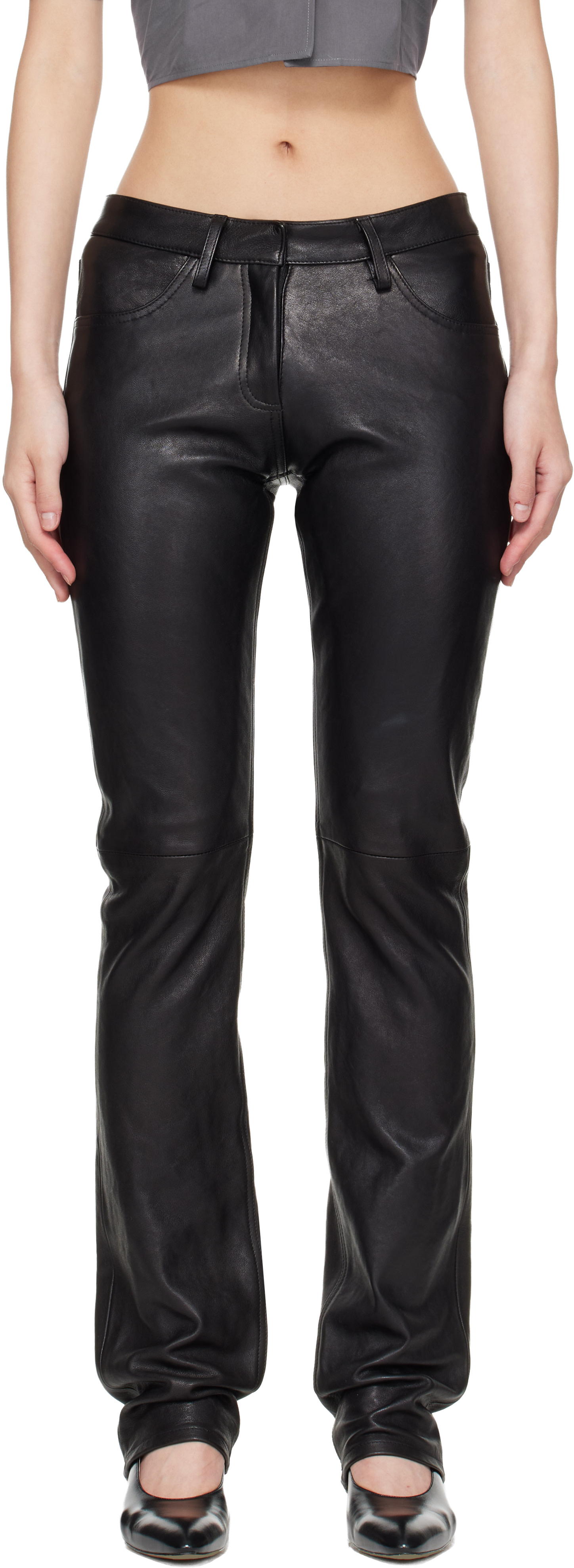 AARON ESH - Pantalon noir en cuir