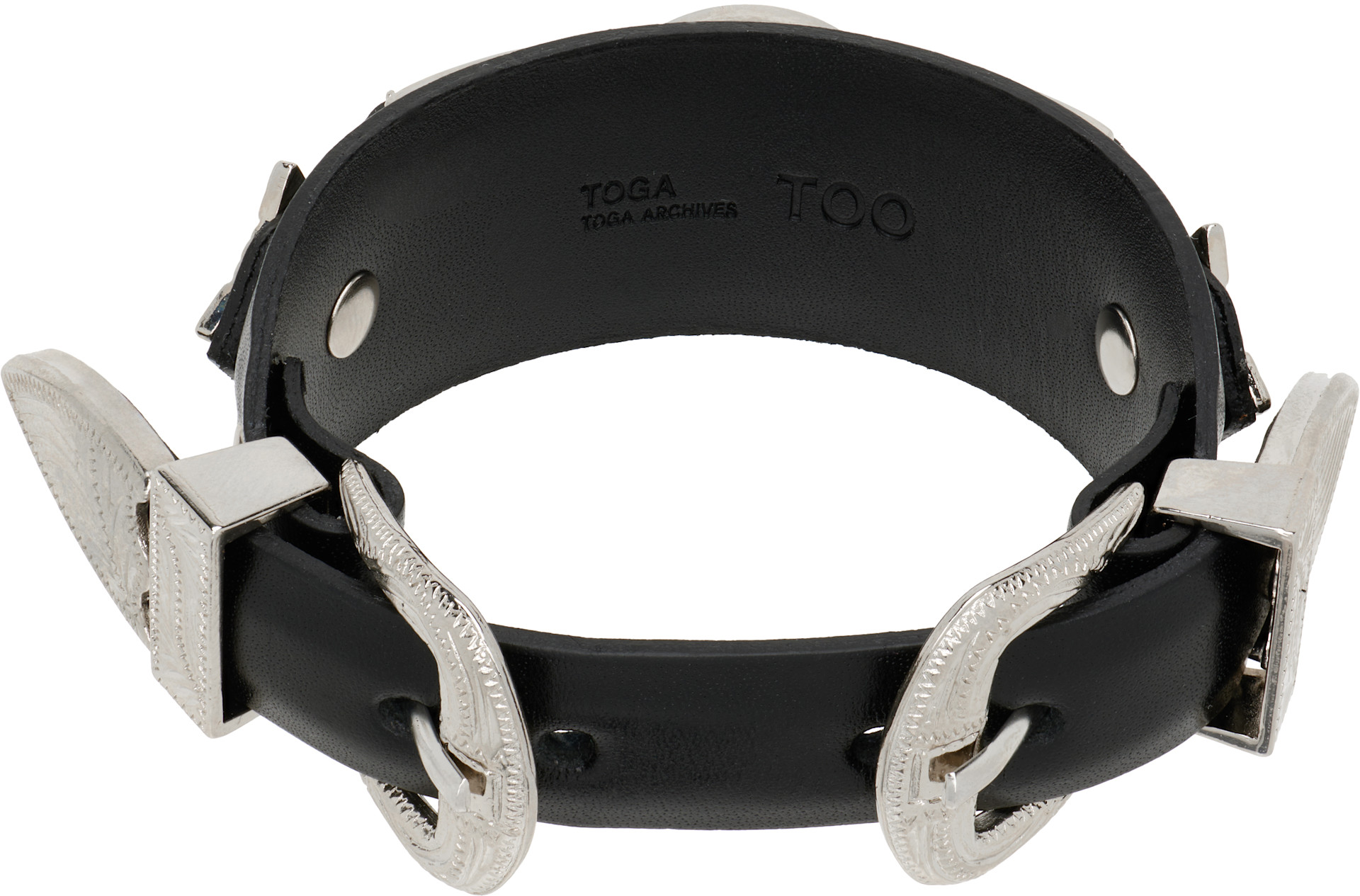 Toga Virilis: Double Buckle Concho Bangle Bracelet | SSENSE Toga Virilis: Double Buckle Concho Bangle Bracelet | SSENSE