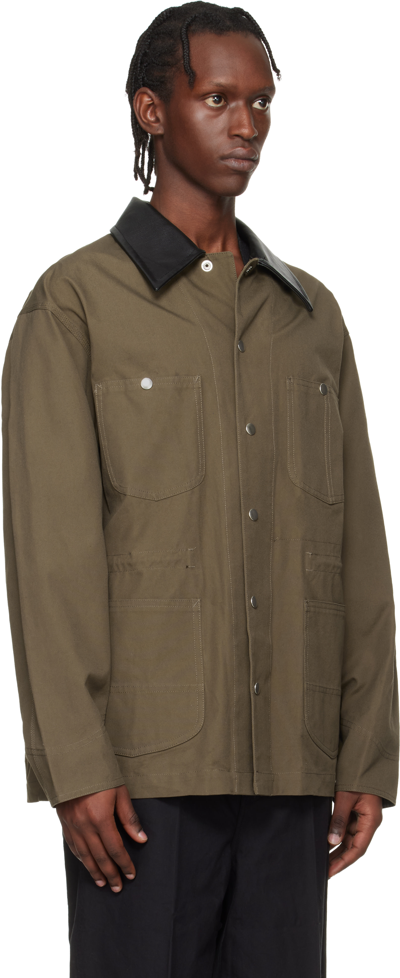 Toga Virilis: Khaki Canvas Jacket | SSENSE