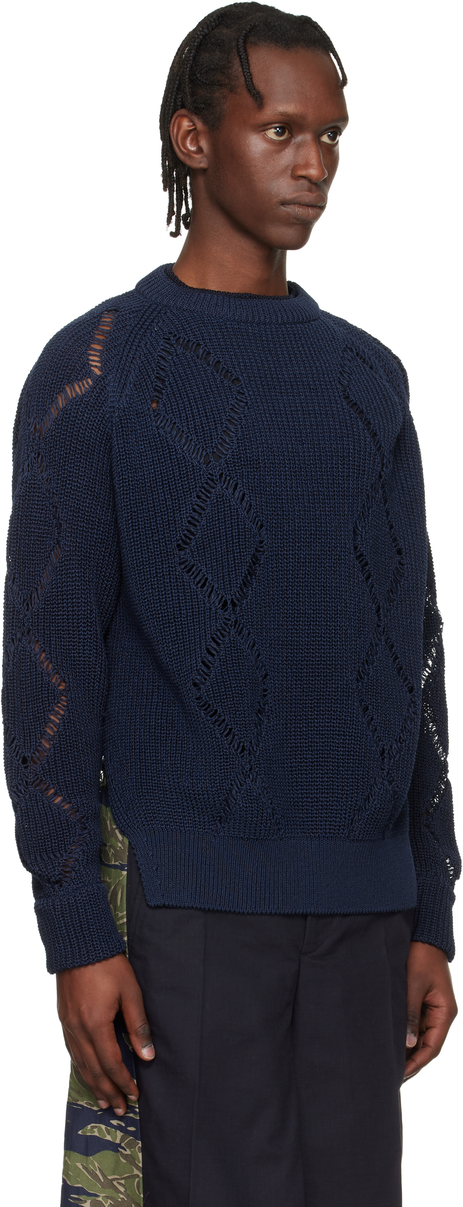 Toga Virilis: Navy Motif Knit Pullover Sweater | SSENSE