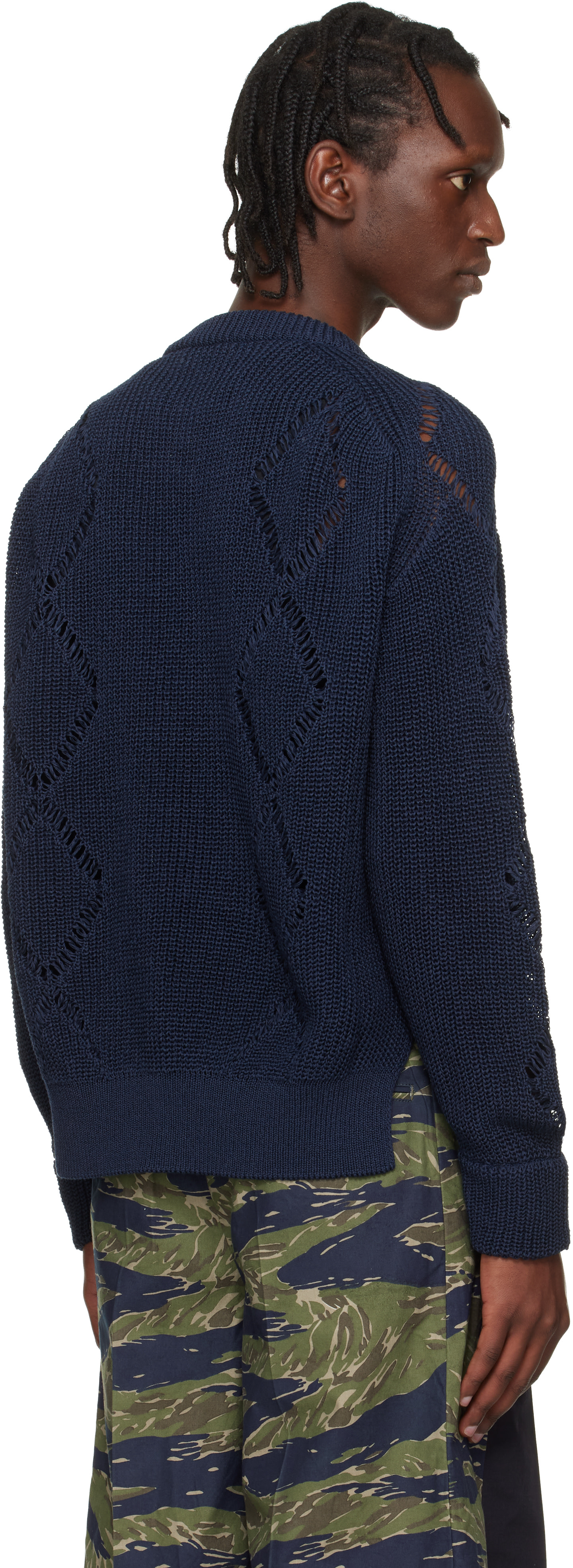 Toga Virilis: Navy Motif Knit Pullover Sweater | SSENSE