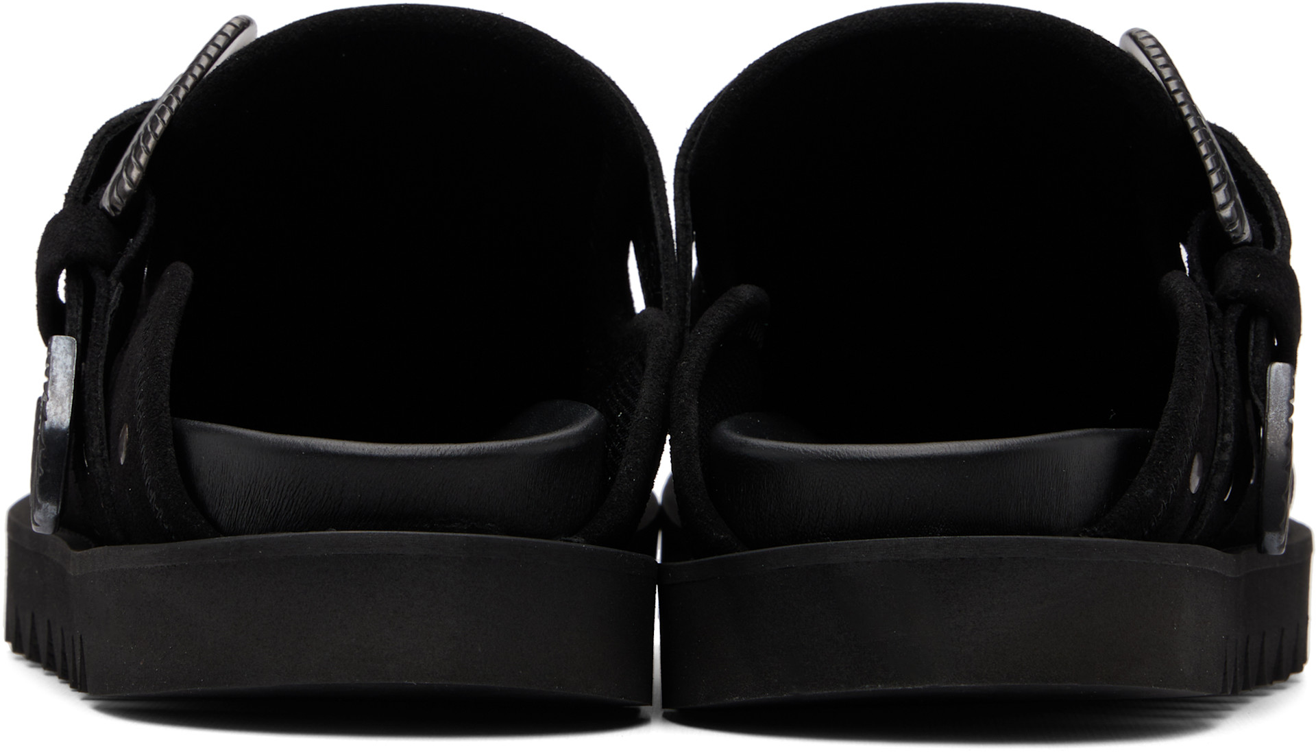 靴 TOGA VIRILIS EYELET L SABOT 41 Toga Virilis: Black Eyelet Metal Sabot Loafers | SSENSE
