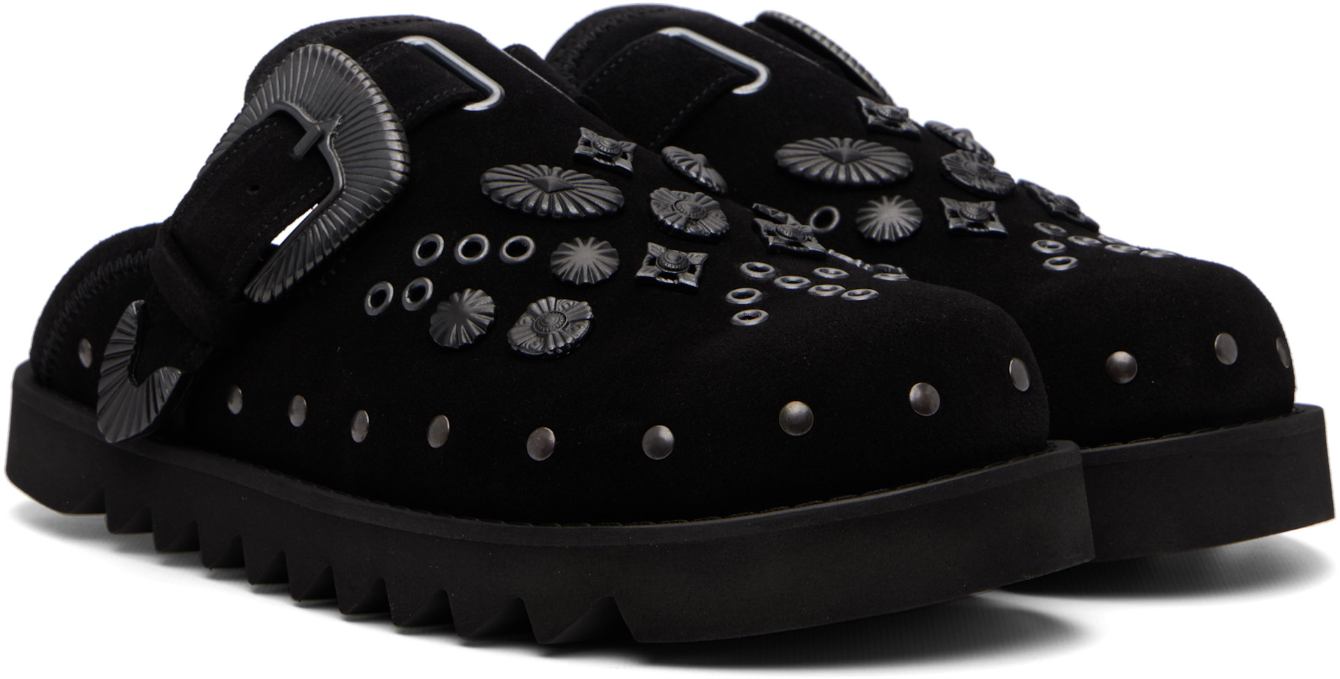 Toga Virilis: Black Eyelet Metal Sabot Loafers | SSENSE