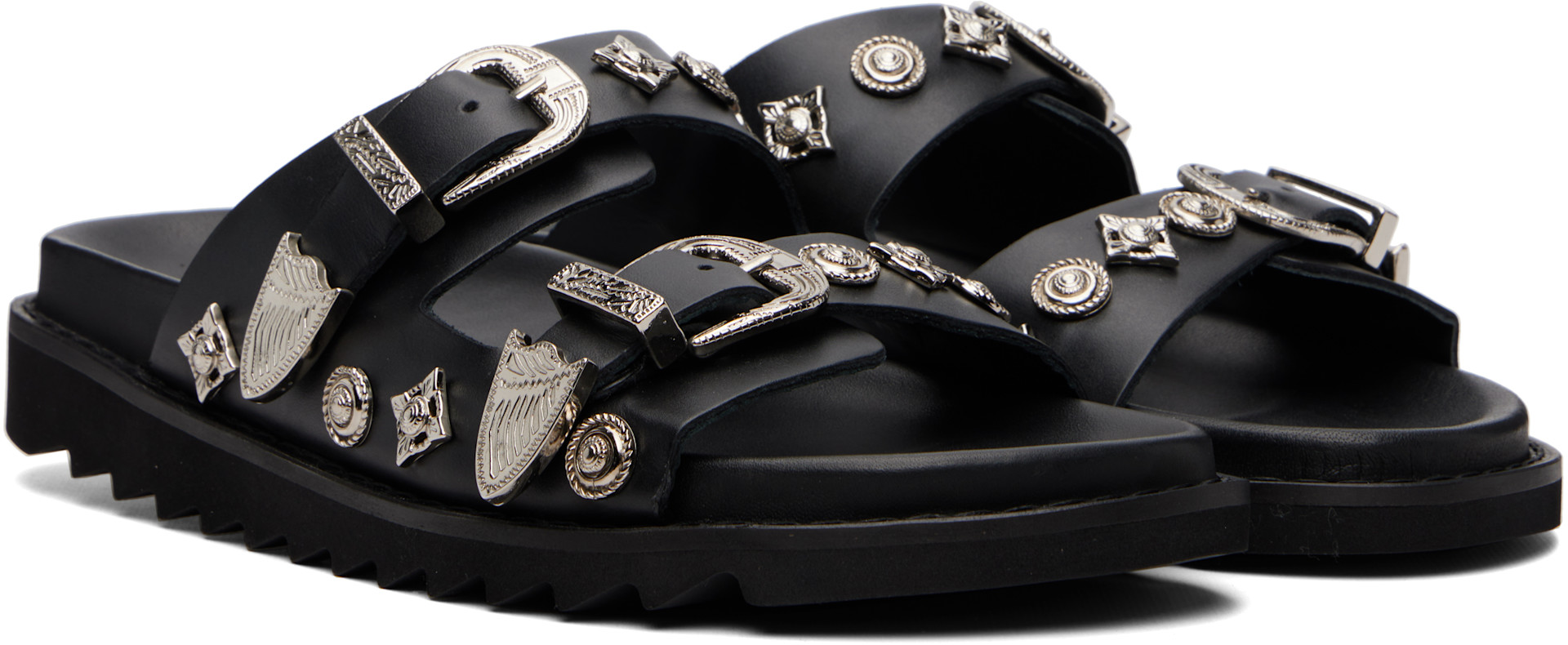 Toga Virilis: Black Buckle Sandals | SSENSE