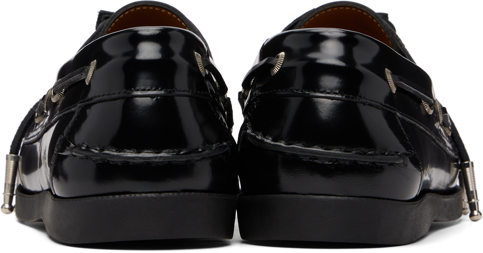 Toga Virilis: Black Leather Boat Shoes | SSENSE