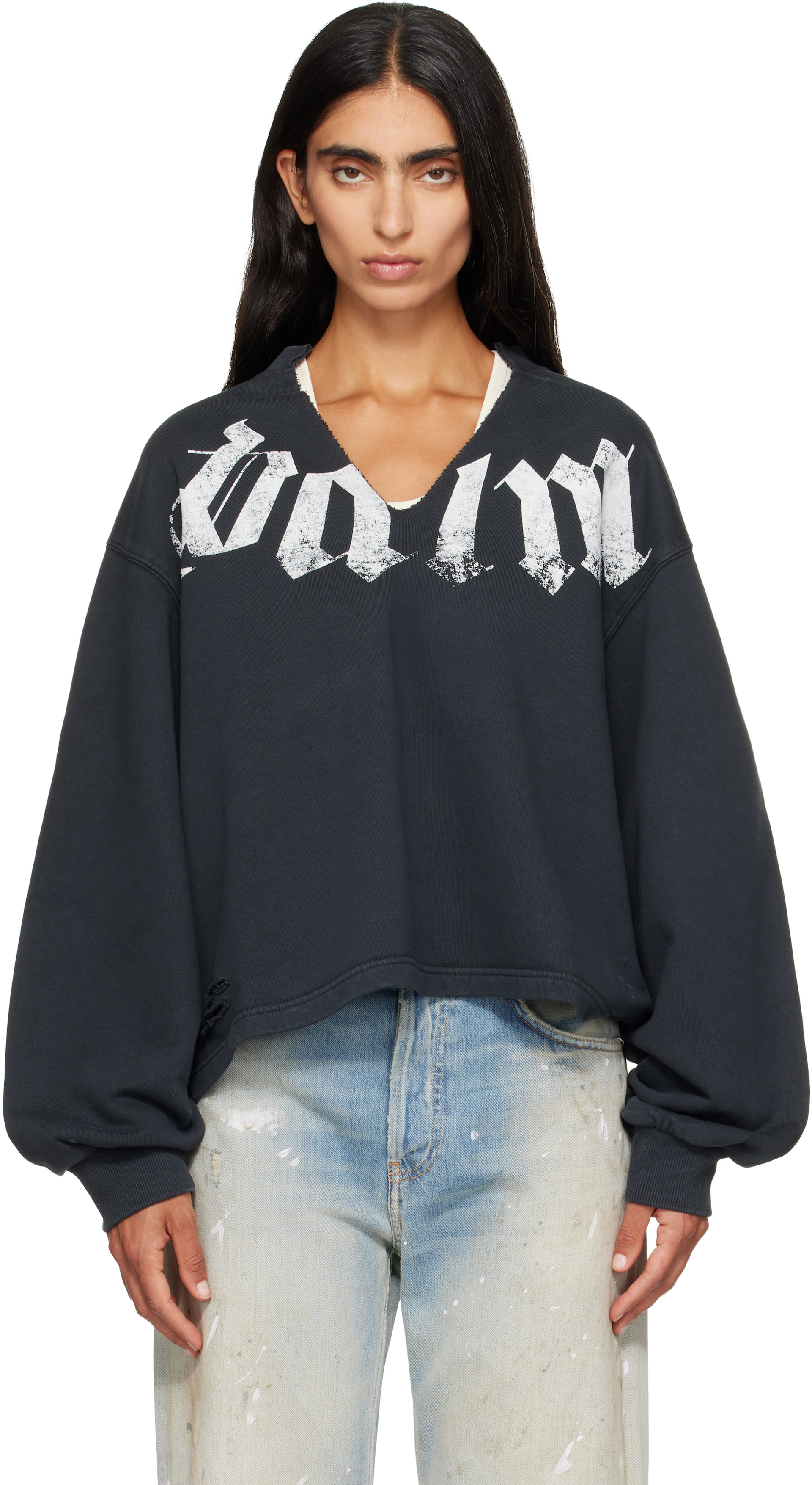 Palm Angels - Pull molletonné ample noir à gros logo
