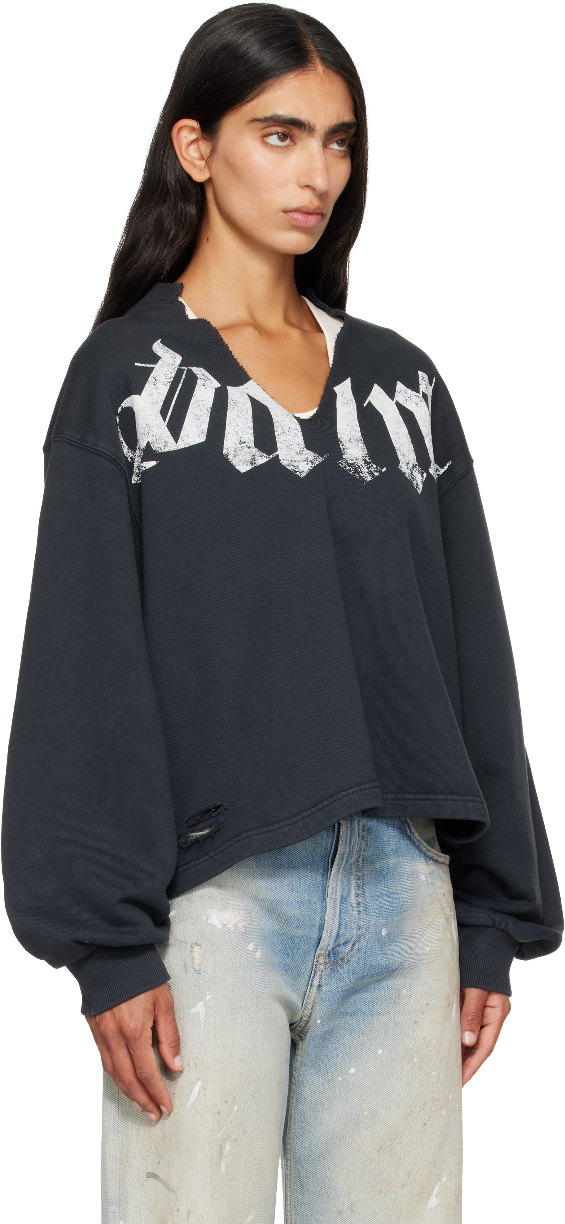 Palm Angels - Pull molletonné ample noir à gros logo