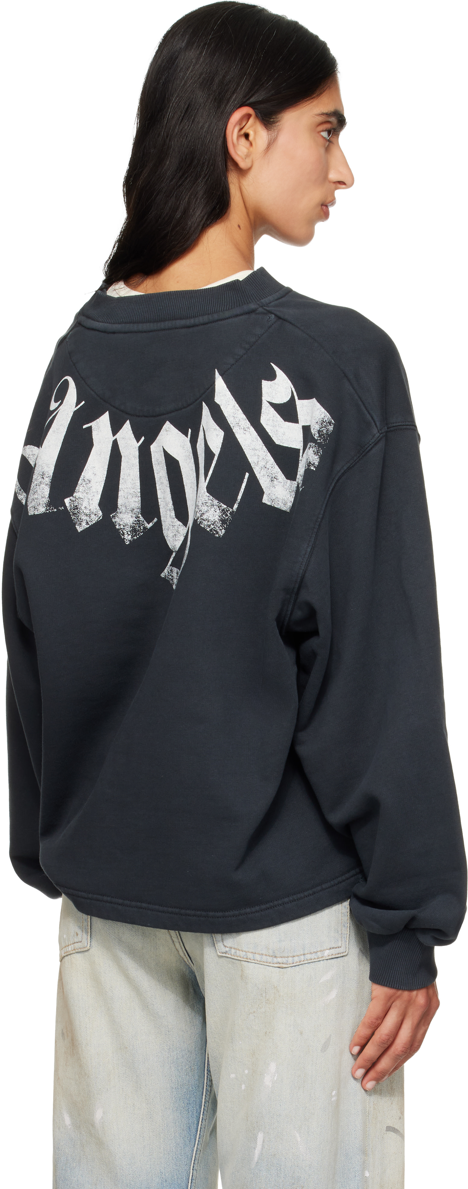 Palm Angels - Pull molletonné ample noir à gros logo