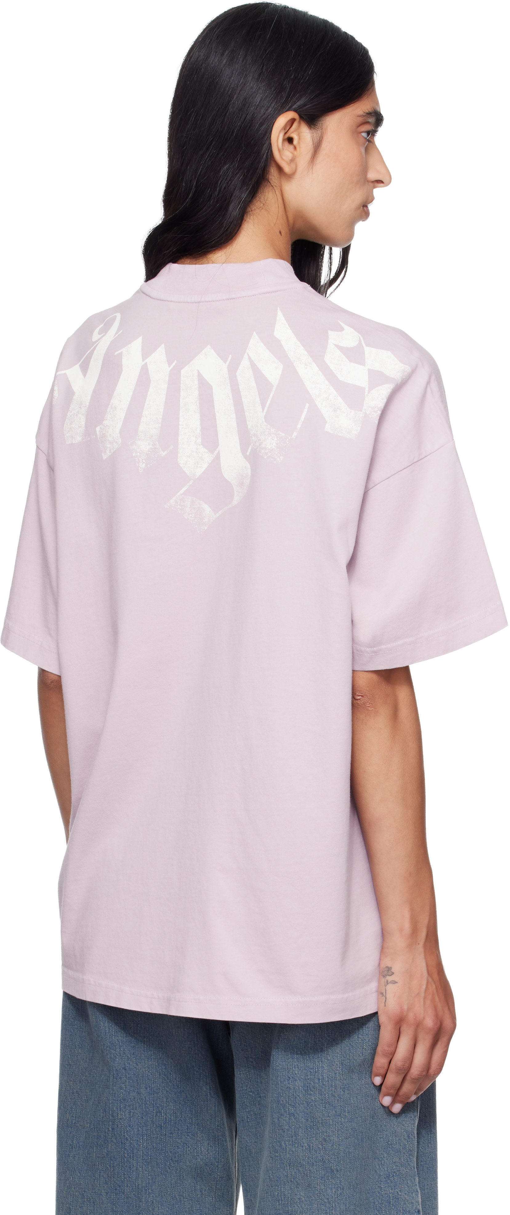 Palm Angels: パープル Big Neck Logo Tシャツ | SSENSE 日本