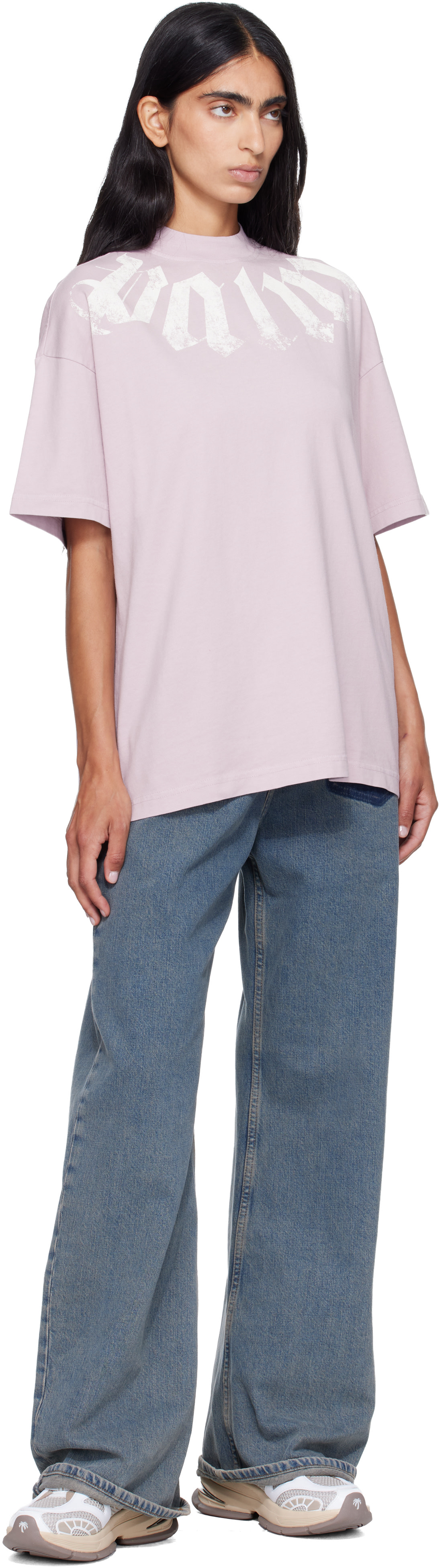 Palm Angels: パープル Big Neck Logo Tシャツ | SSENSE 日本