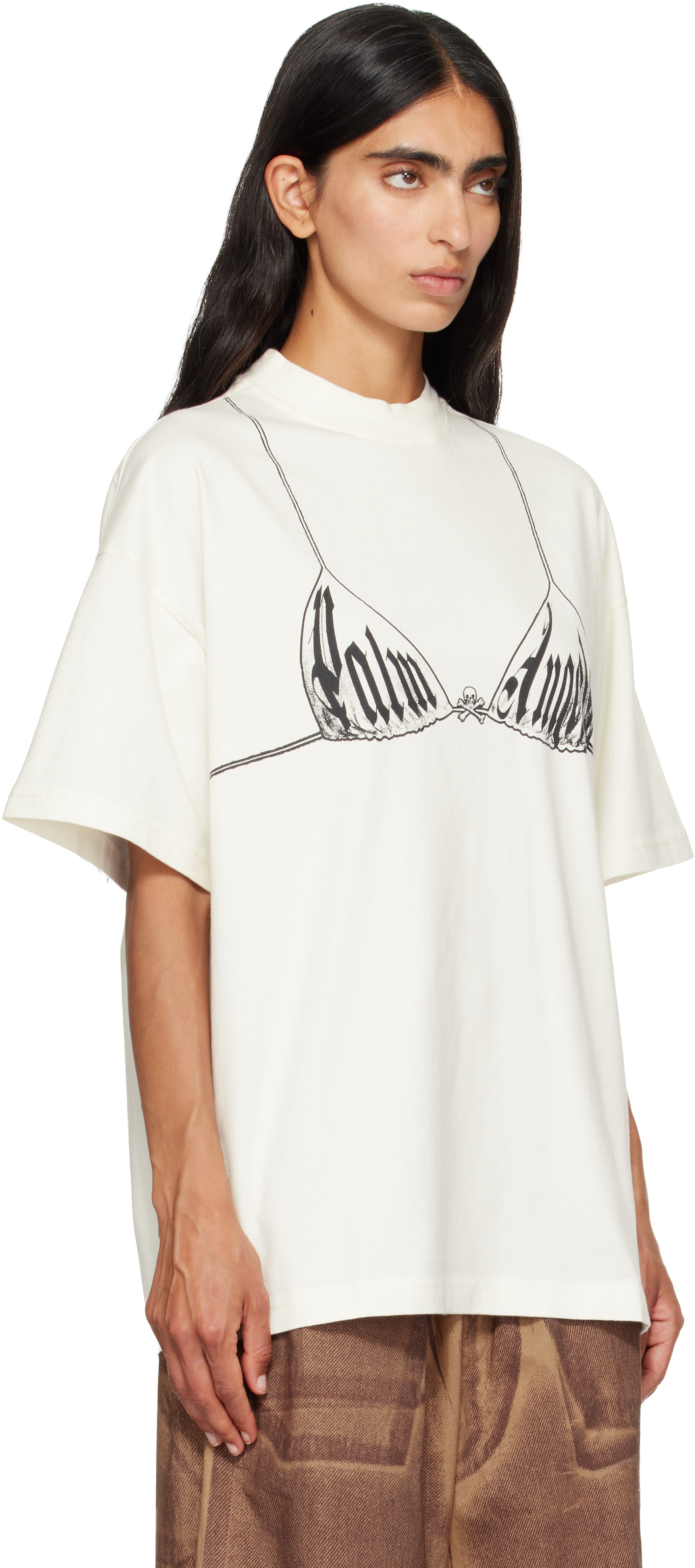 Palm Angels: Off-White Bra Loose T-shirt | SSENSE Denmark