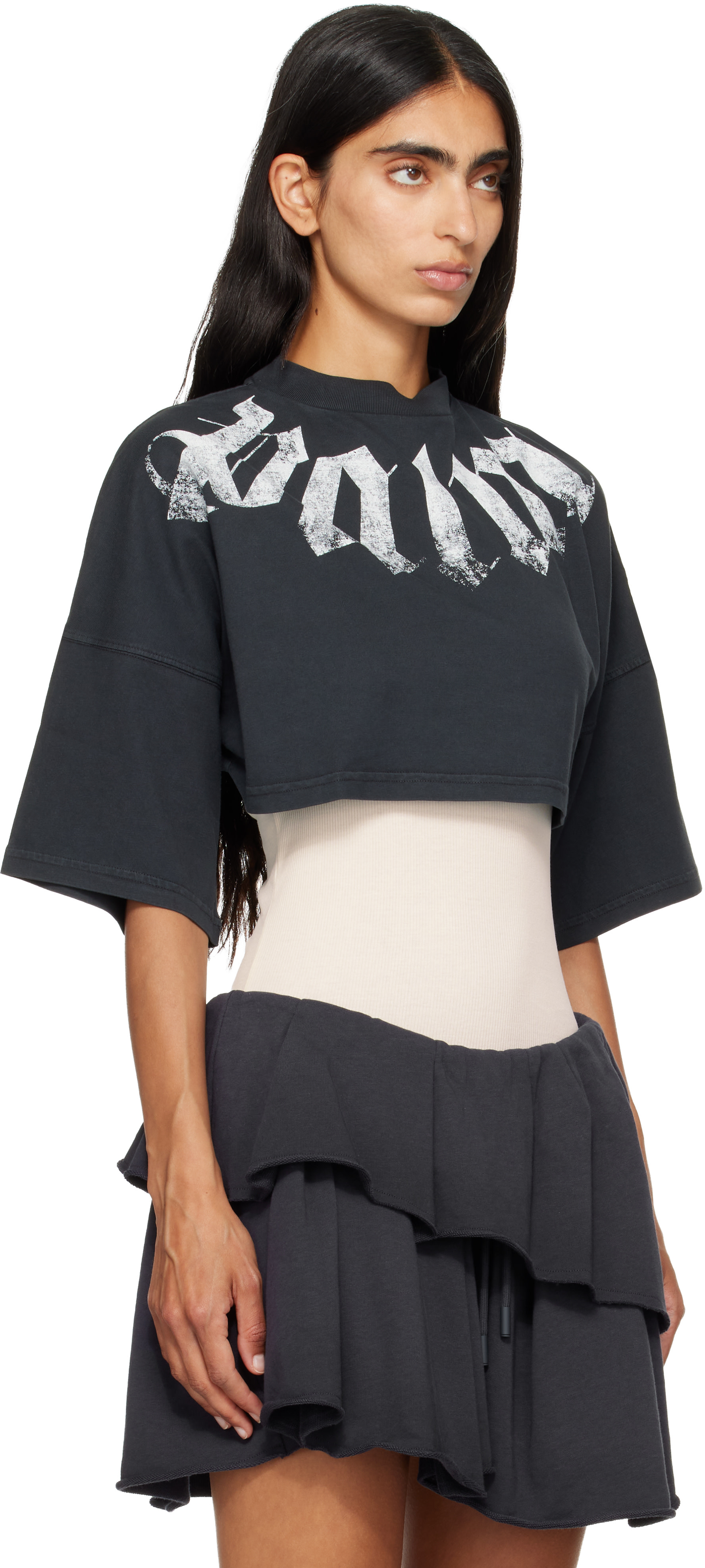 Palm Angels: Black Big Neck Logo Mini T-shirt | SSENSE