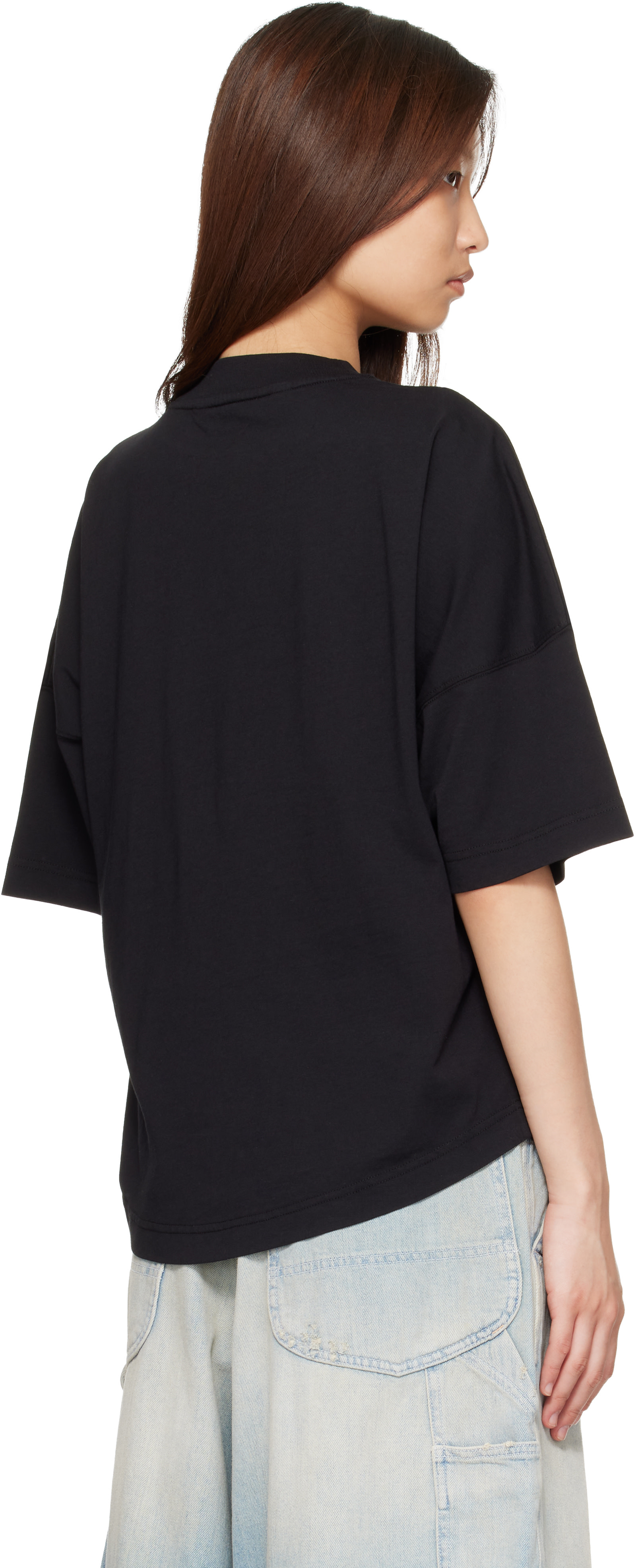 Palm Angels: Black Neck Logo Over T-Shirt | SSENSE