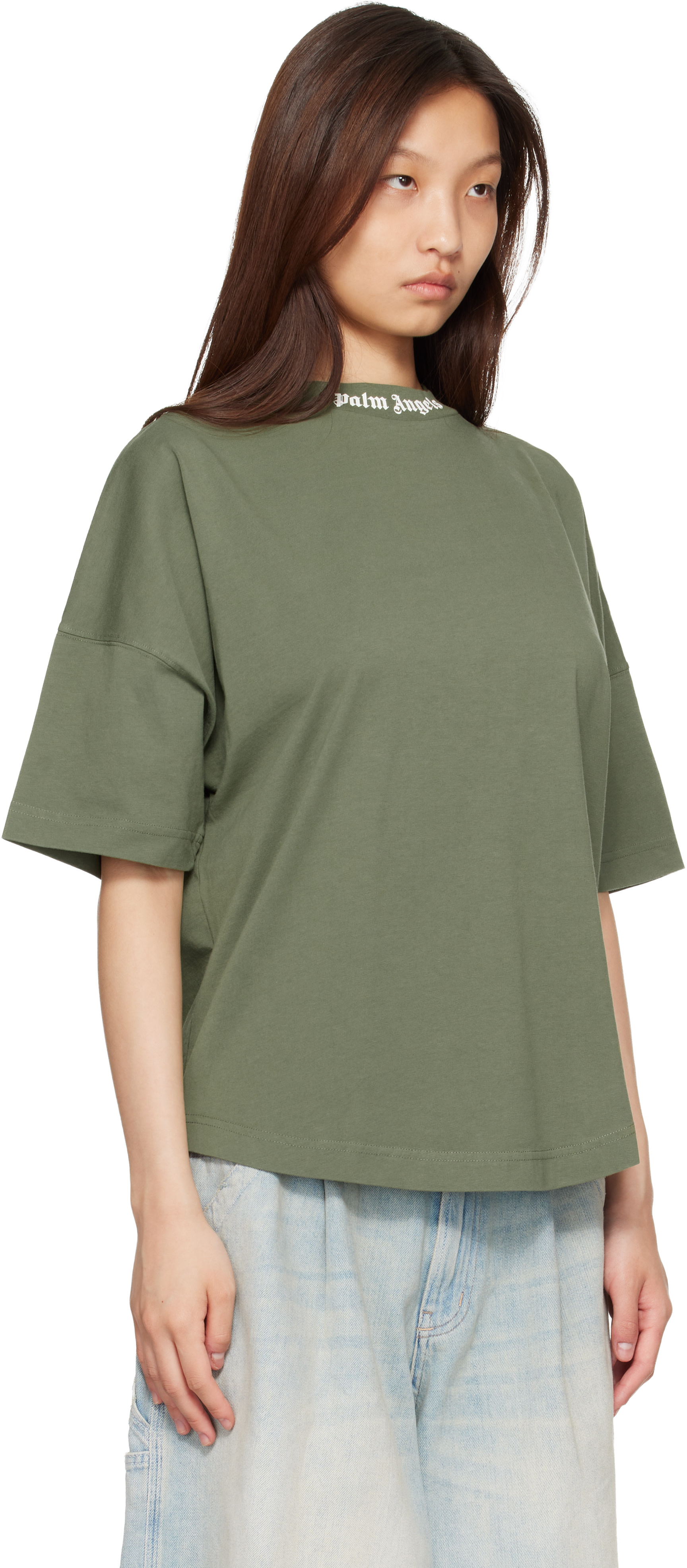 Palm Angels: Khaki Classic Logo Over T-shirt | SSENSE