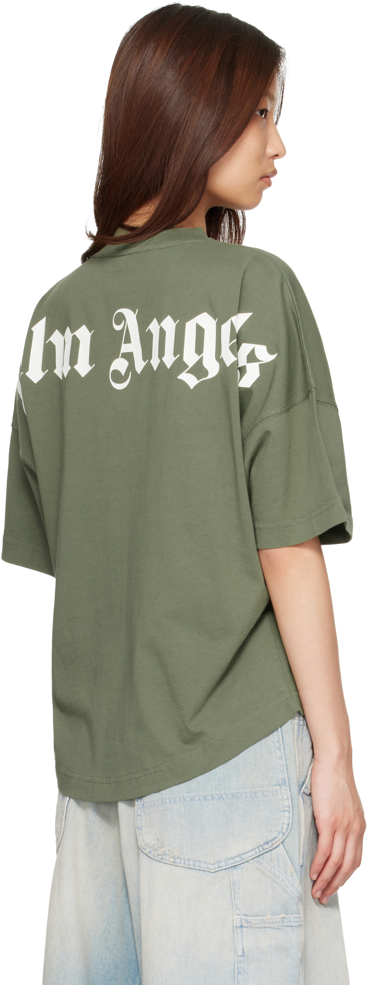 Palm Angels上(S) Palm Angels: Khaki Classic Logo Over T-shirt | SSENSE