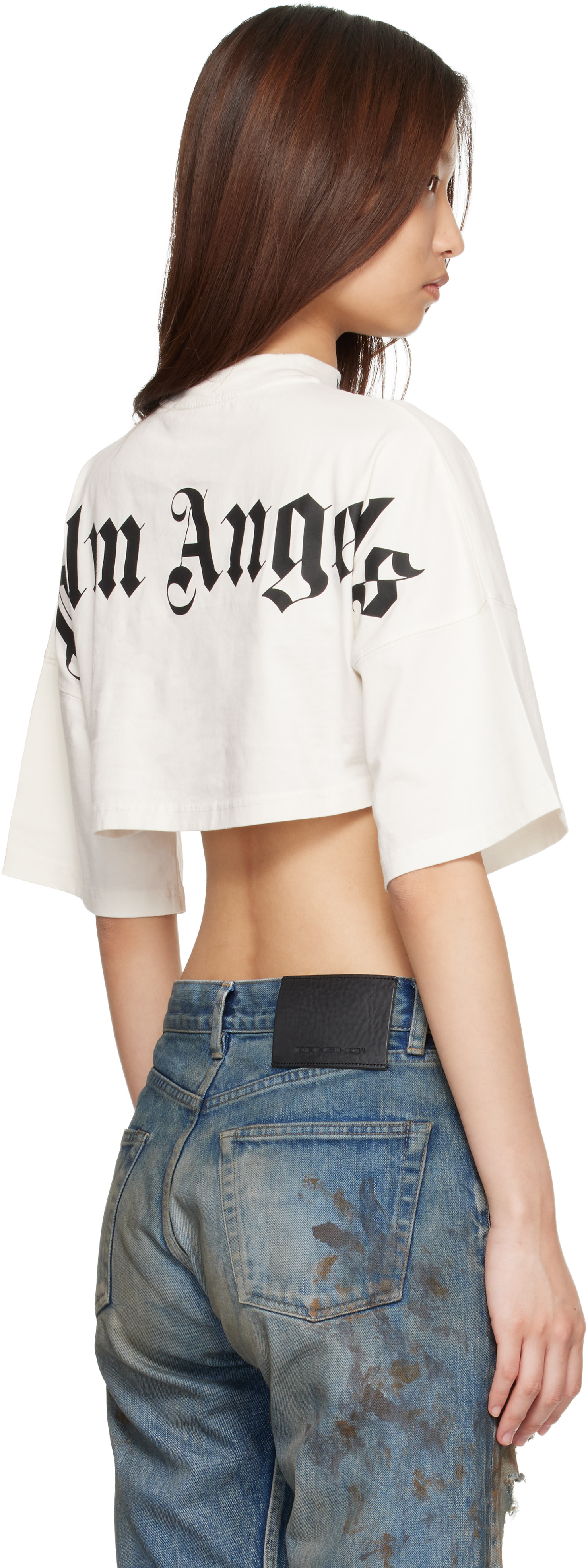 Palm Angels - Micro t-shirt blanc à logos