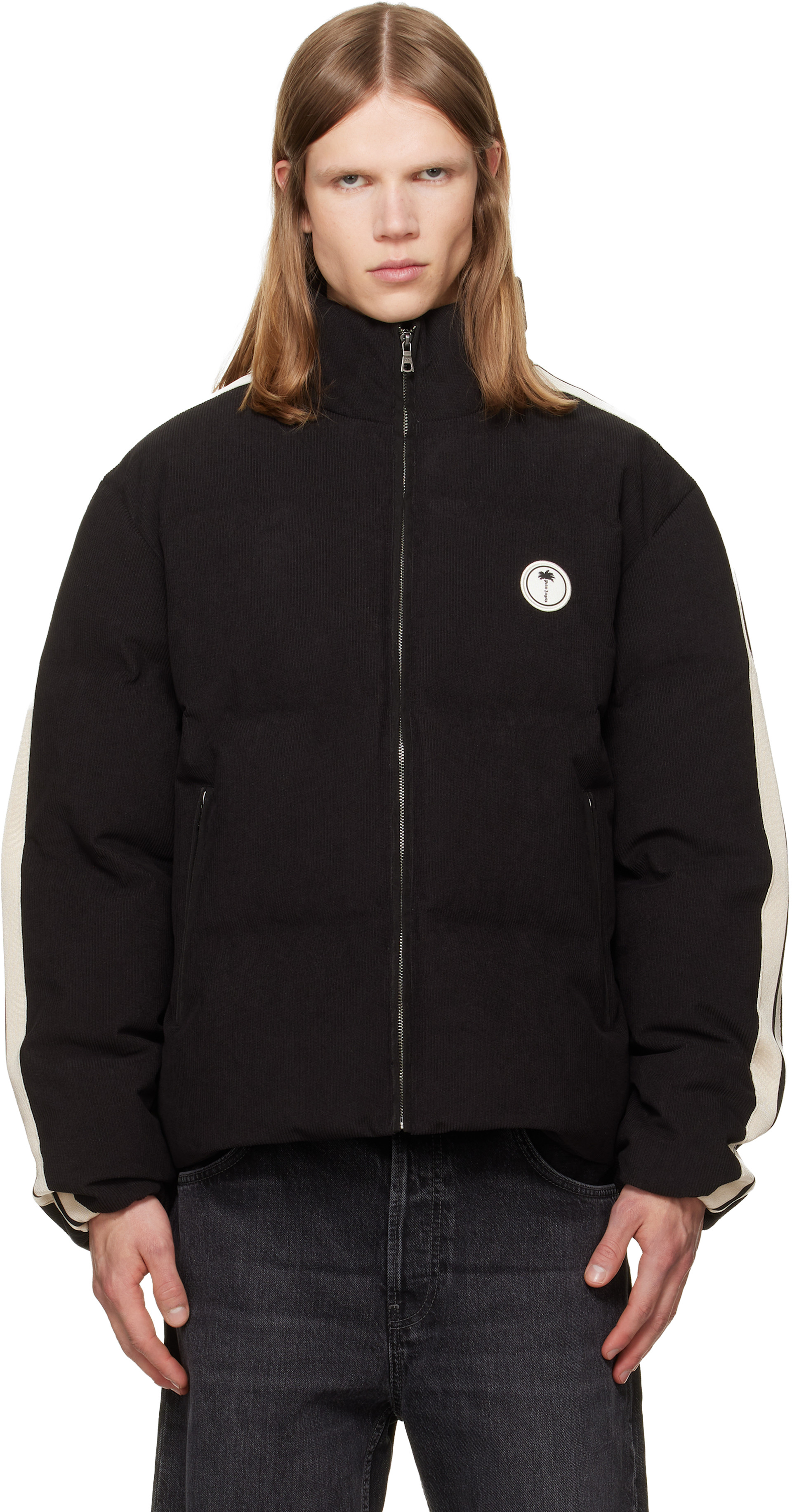 Palm Angels: Black Tree Logo Cord Track Down Jacket | SSENSE Canada Palm Angels: Black Tree Logo Cord Track Down Jacket | SSENSE Canada