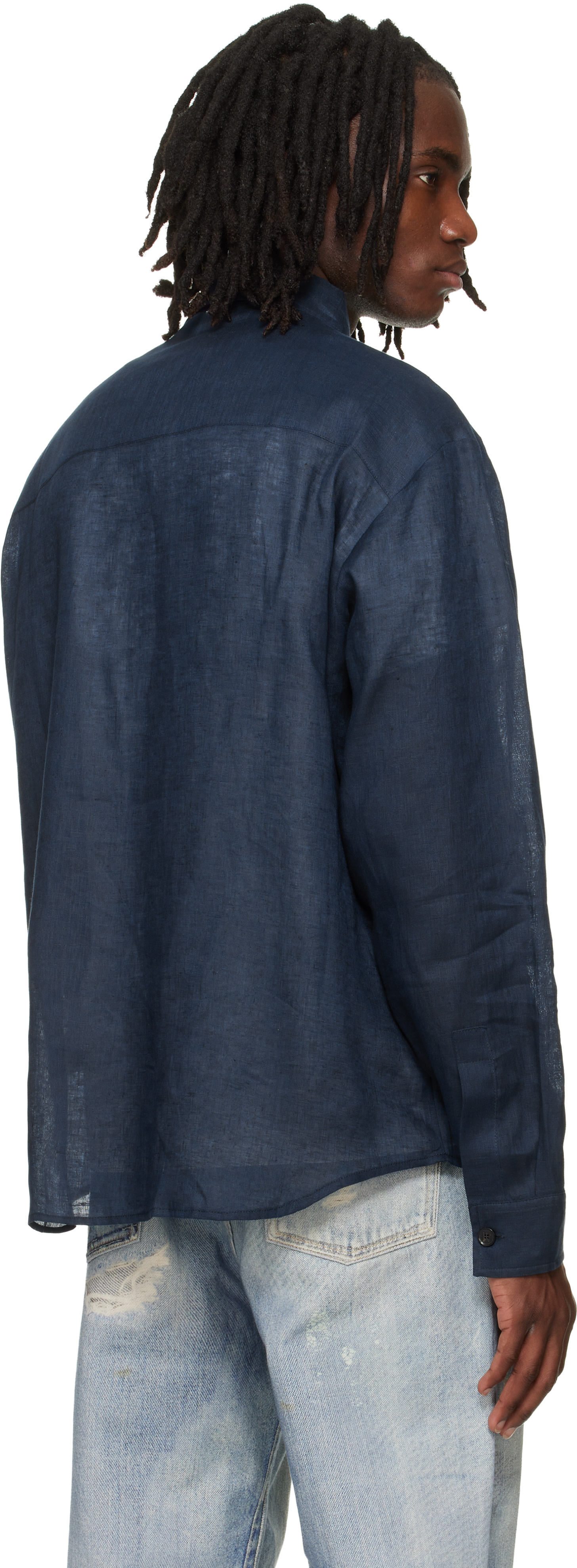 Palm Angels: Navy Classic Logo Track Shirt | SSENSE